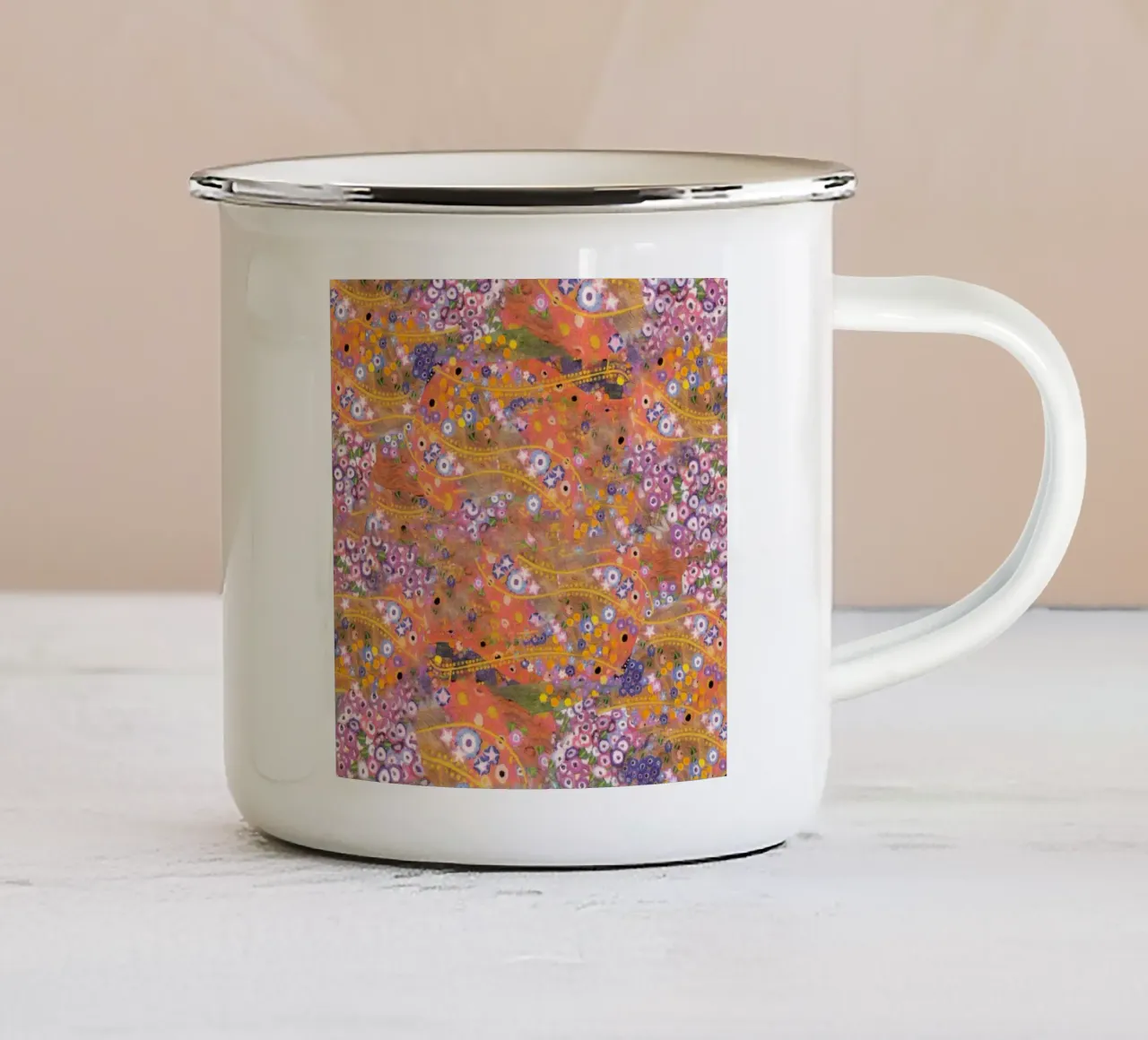 Klimts "Waterslangen II" - Abstract, Gouden Eeuw, Levendig emaille mok van ClubArt