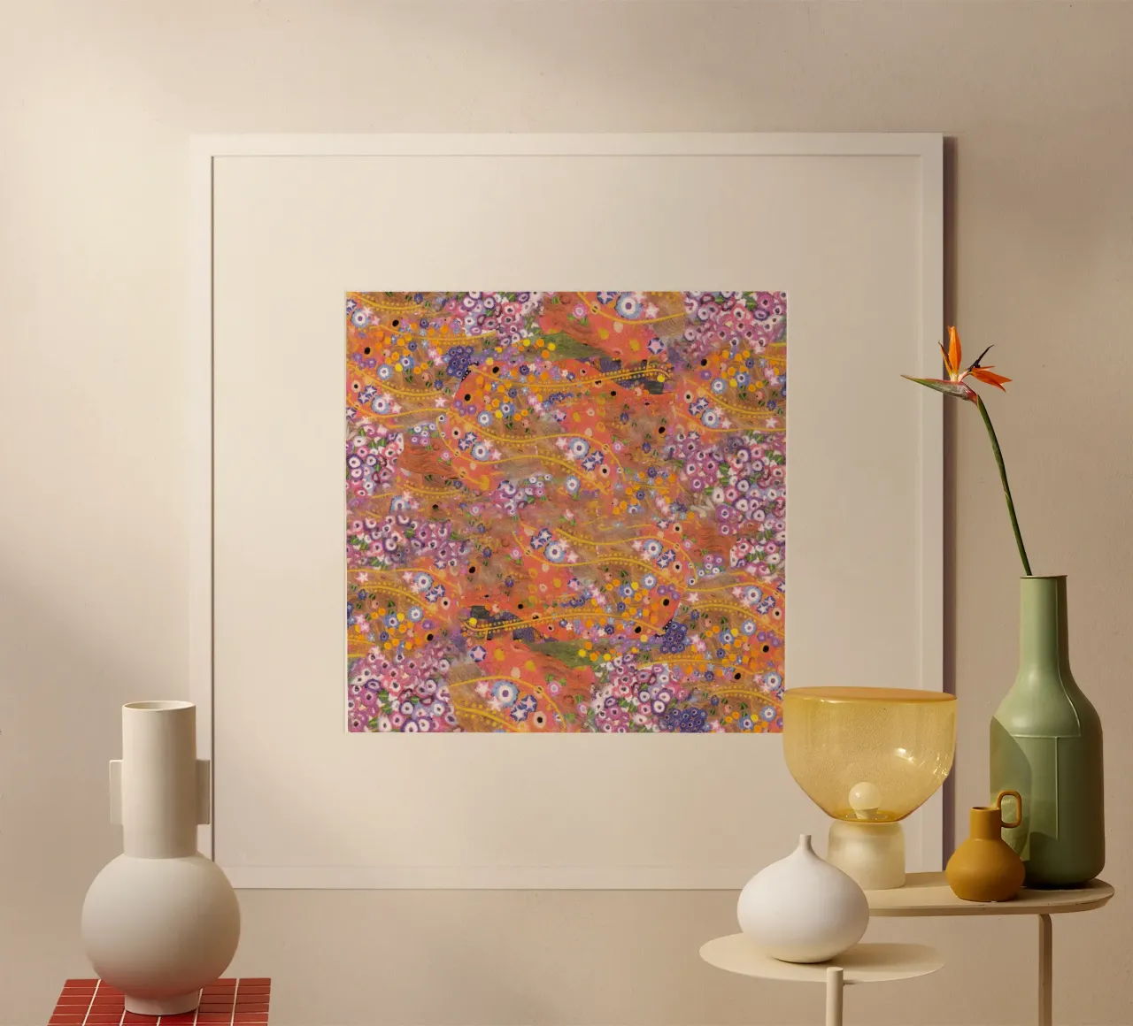 Klimts "Waterslangen II" - Abstract, Gouden Eeuw, Levendig poster met houten frame van ClubArt