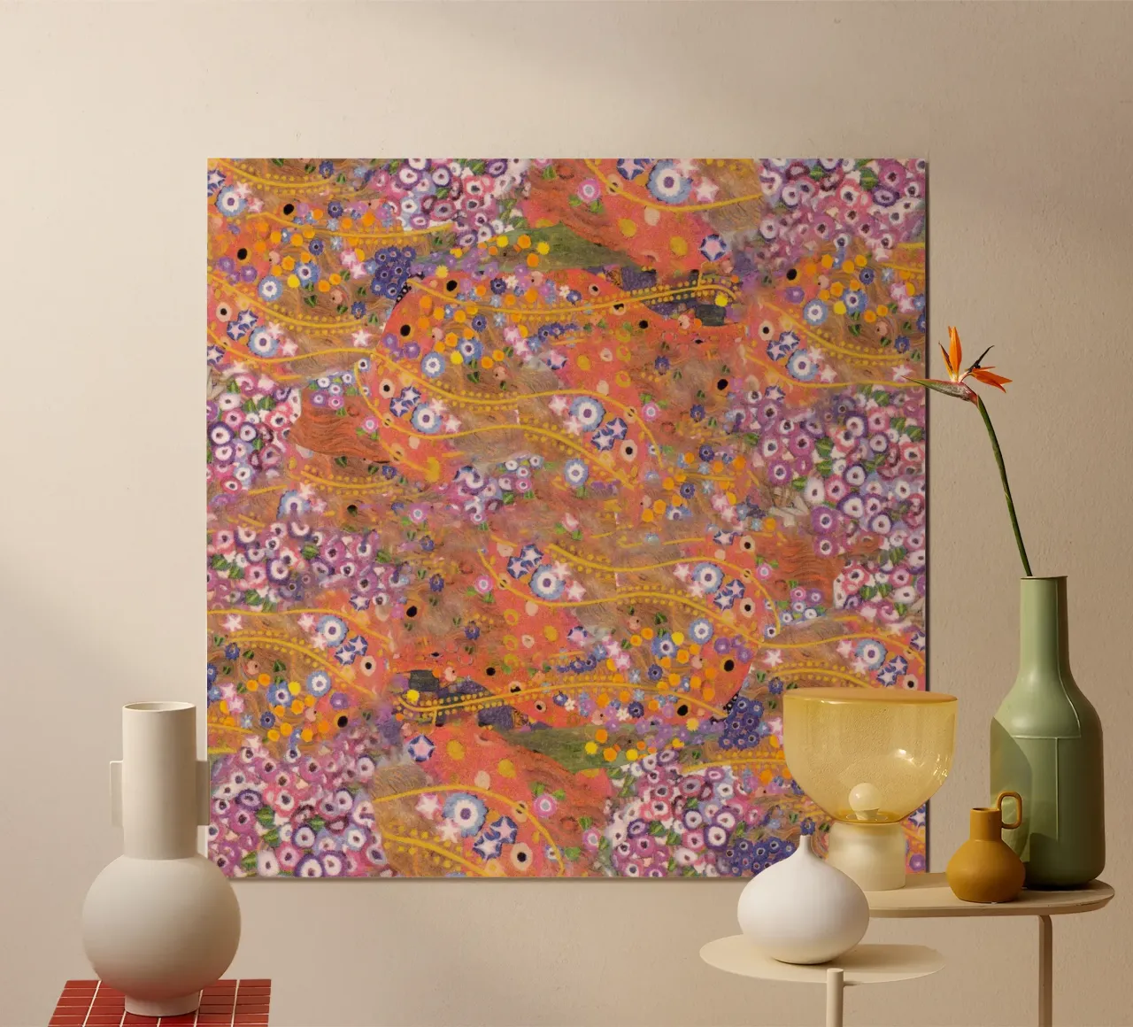 Klimts "Waterslangen II" - Abstract, Gouden Eeuw, Levendig poster met houten frame van ClubArt