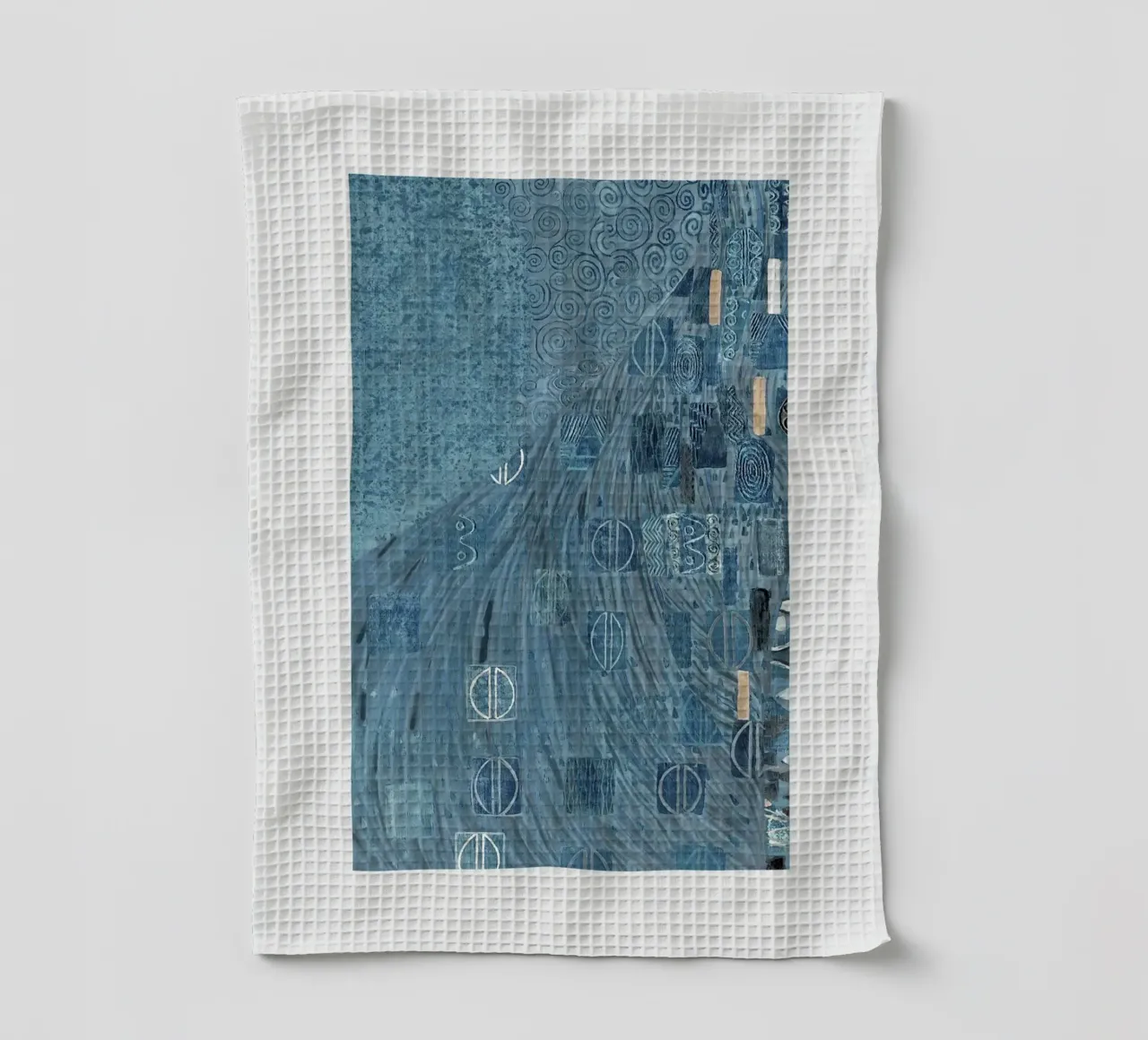 Klimt Inspired - Blue Wave Abstract, Art Nouveau Pattern, Tr torchon de ClubArt