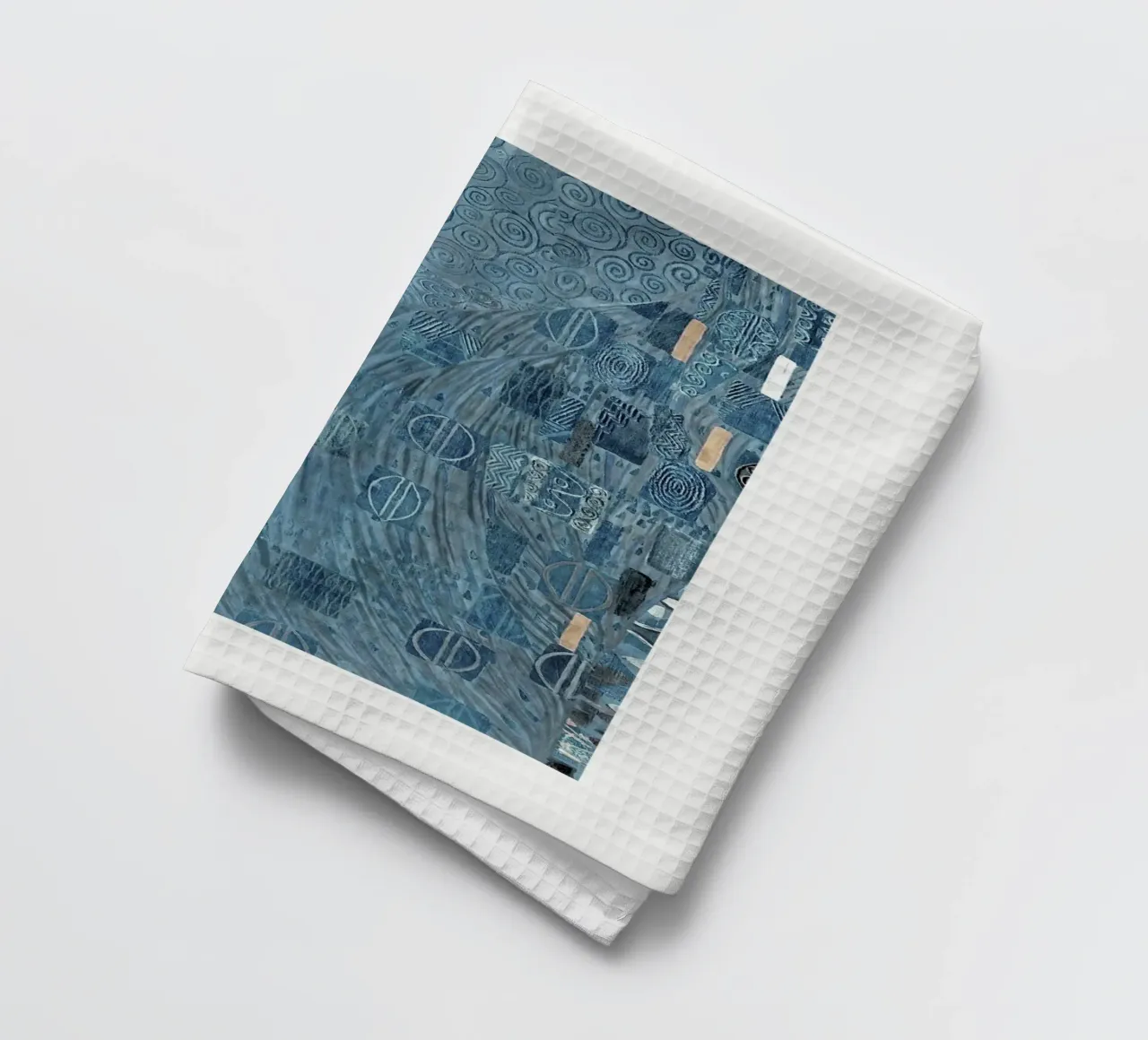 Klimt Inspired - Blue Wave Abstract, Art Nouveau Pattern, Tr torchon de ClubArt