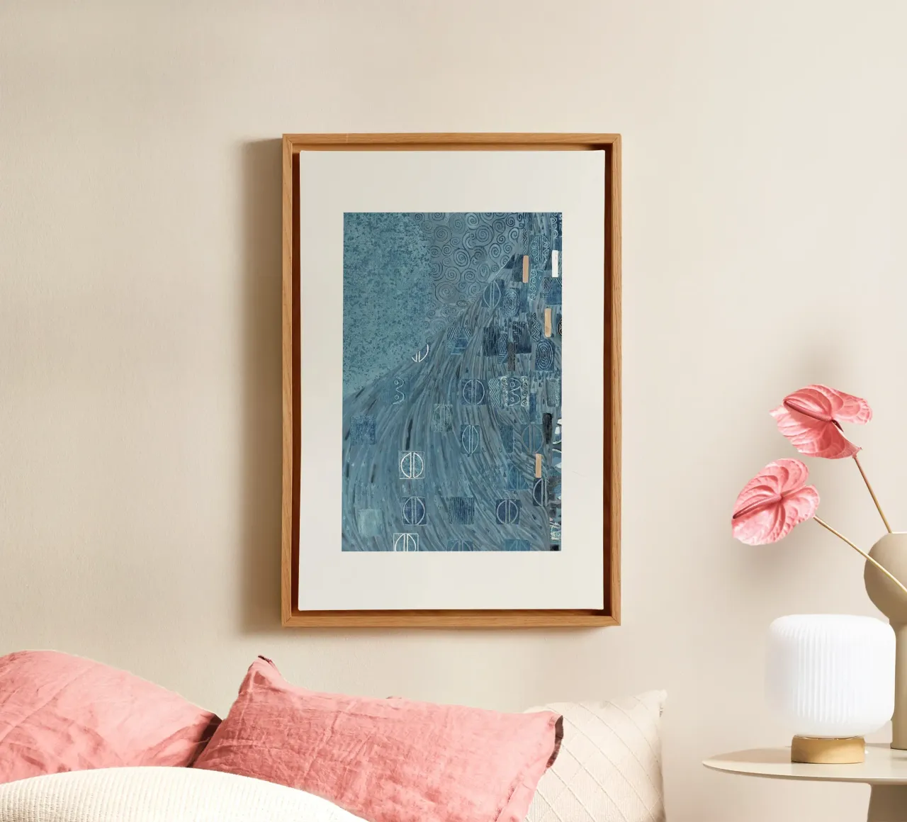 Klimt Inspired - Blue Wave Abstract, Art Nouveau Pattern, Tr canvas by ClubArt