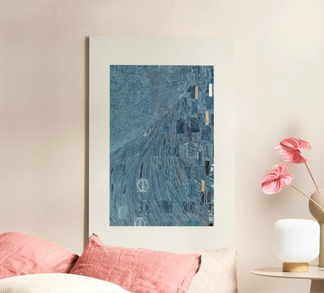Klimt Inspired - Blue Wave Abstract, Art Nouveau Pattern, Tr canvas by ClubArt
