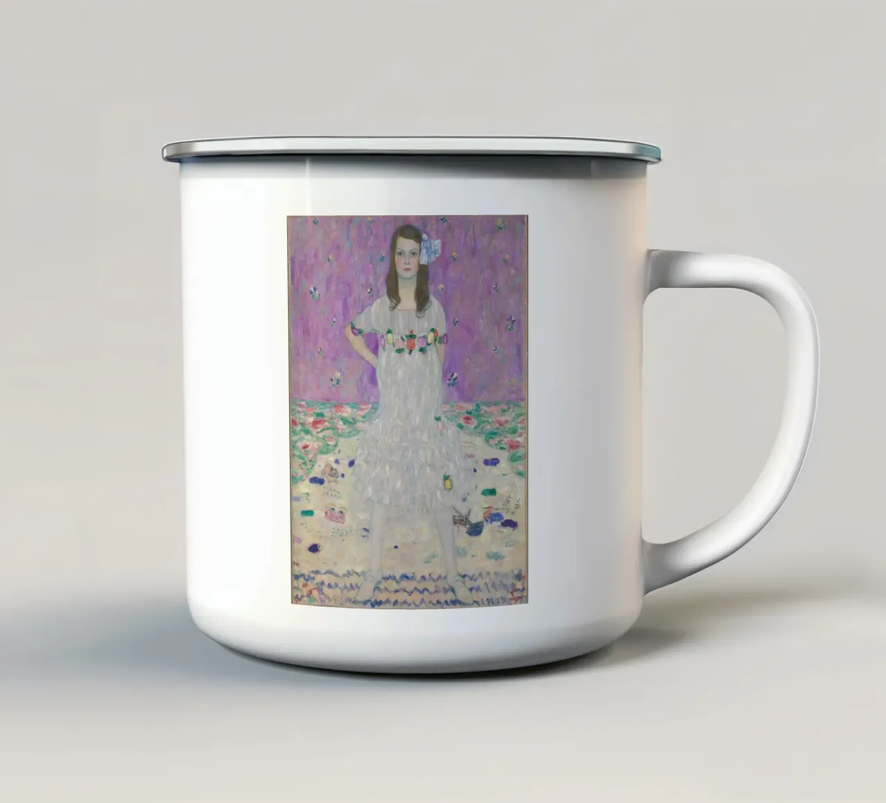 La "Mäda Primavesi" di Klimt - Ritratto di bambino modernista, Whi tazza in smalto da ClubArt