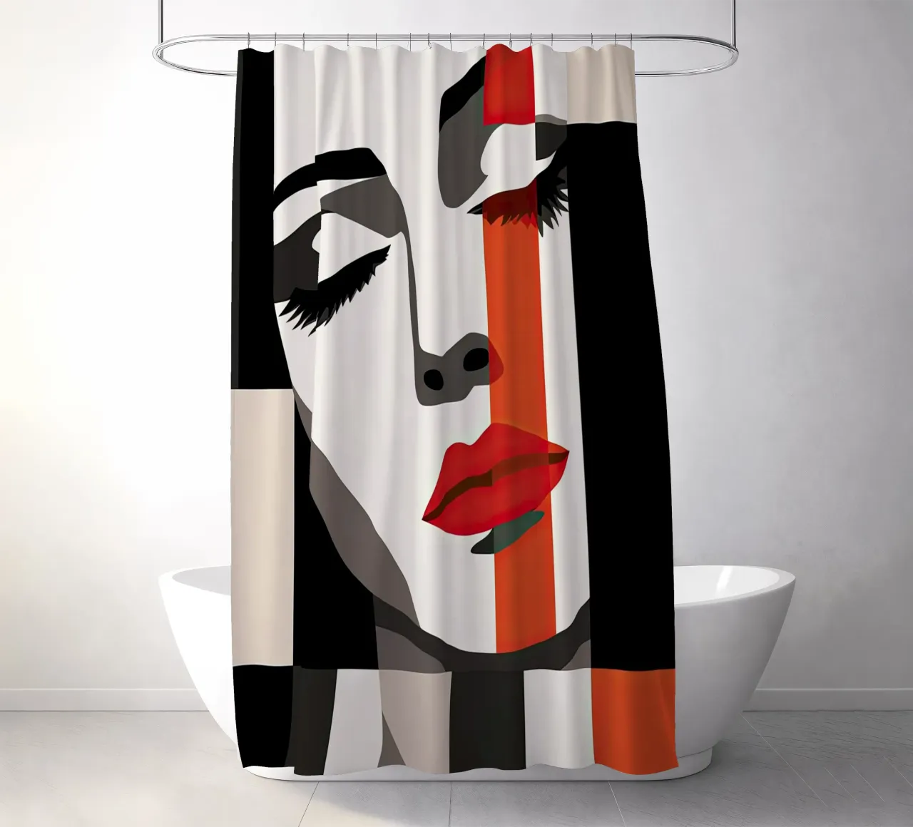 Abstract female face shower curtain by Imagine