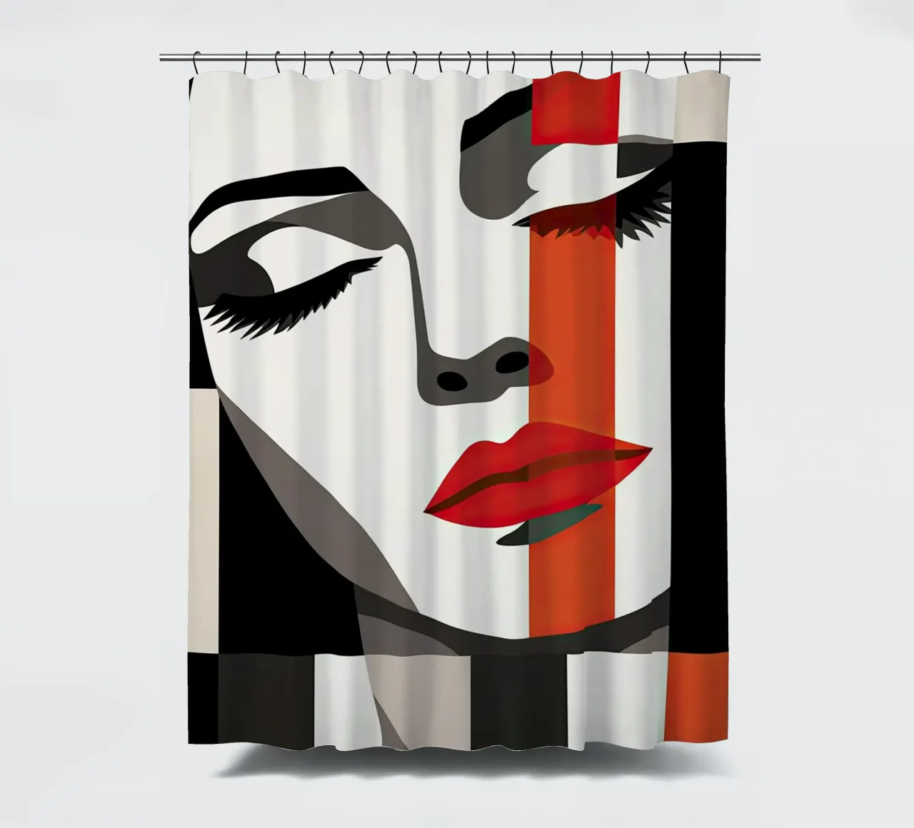 Abstract female face shower curtain by Imagine