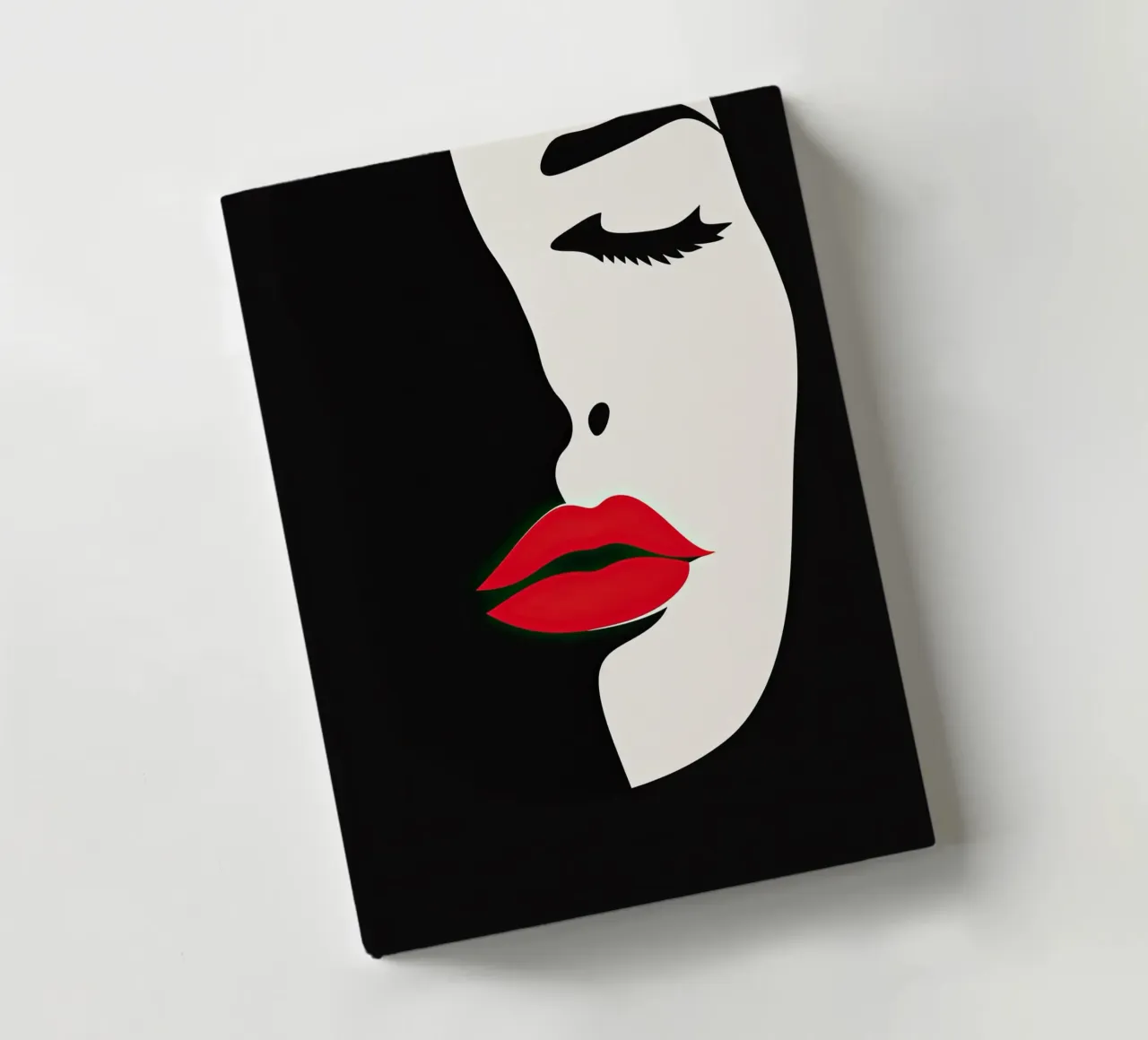 Abstract female face in white, black and red notebook by Imagine