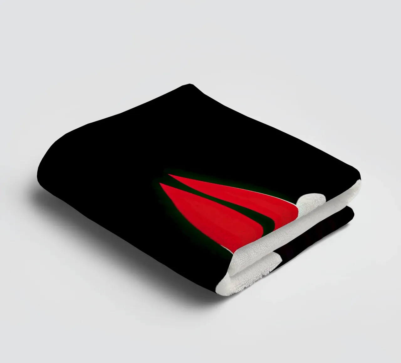 Abstract vrouwengezicht in wit, zwart en rood badhanddoek van Imagine