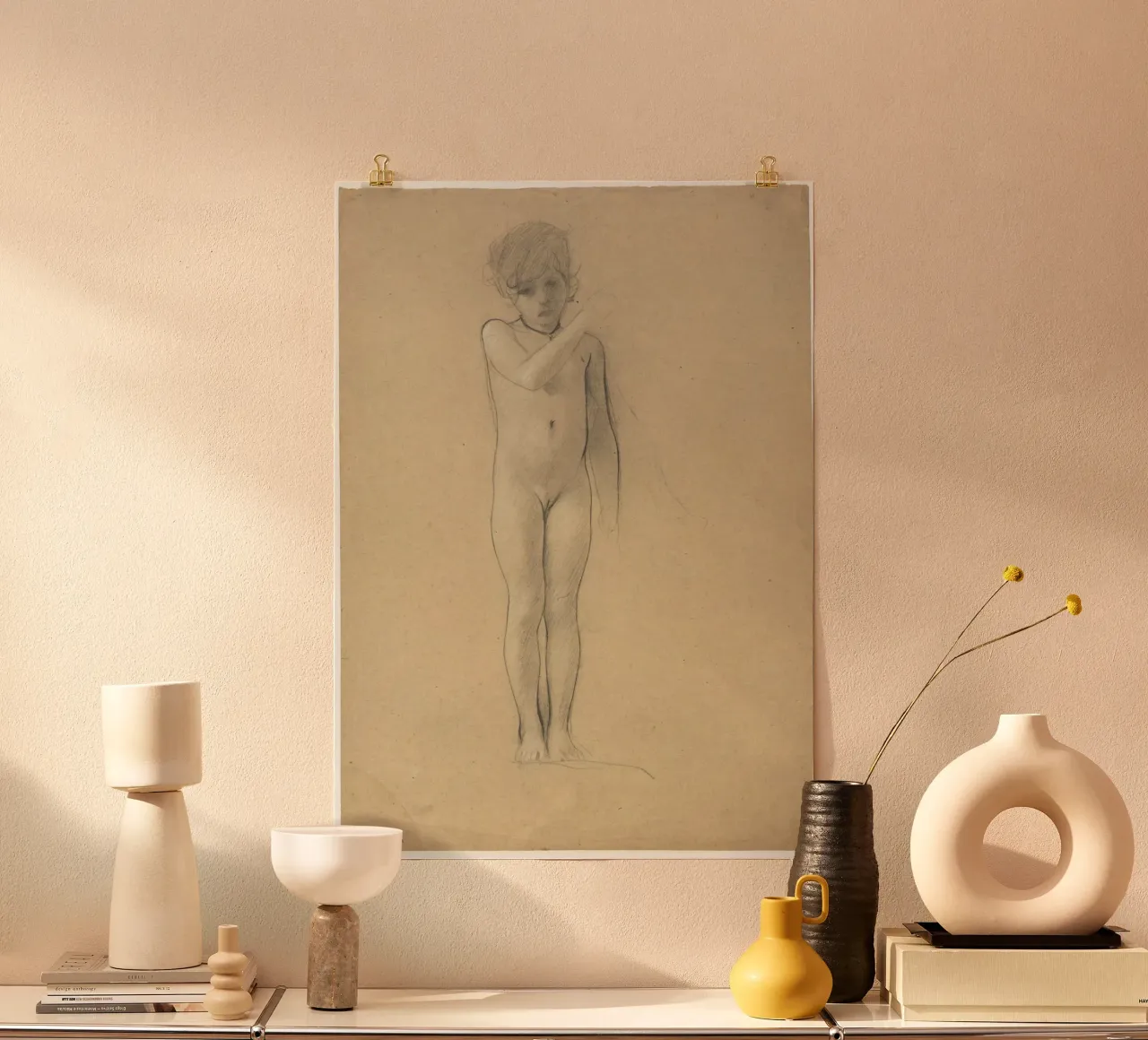 Klimts "Stehendes Nde Kind" - Figurative Zeichnung, Expressi Poster von ClubArt