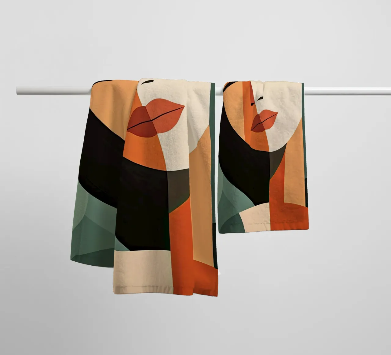 Abstract female face towel by Imagine