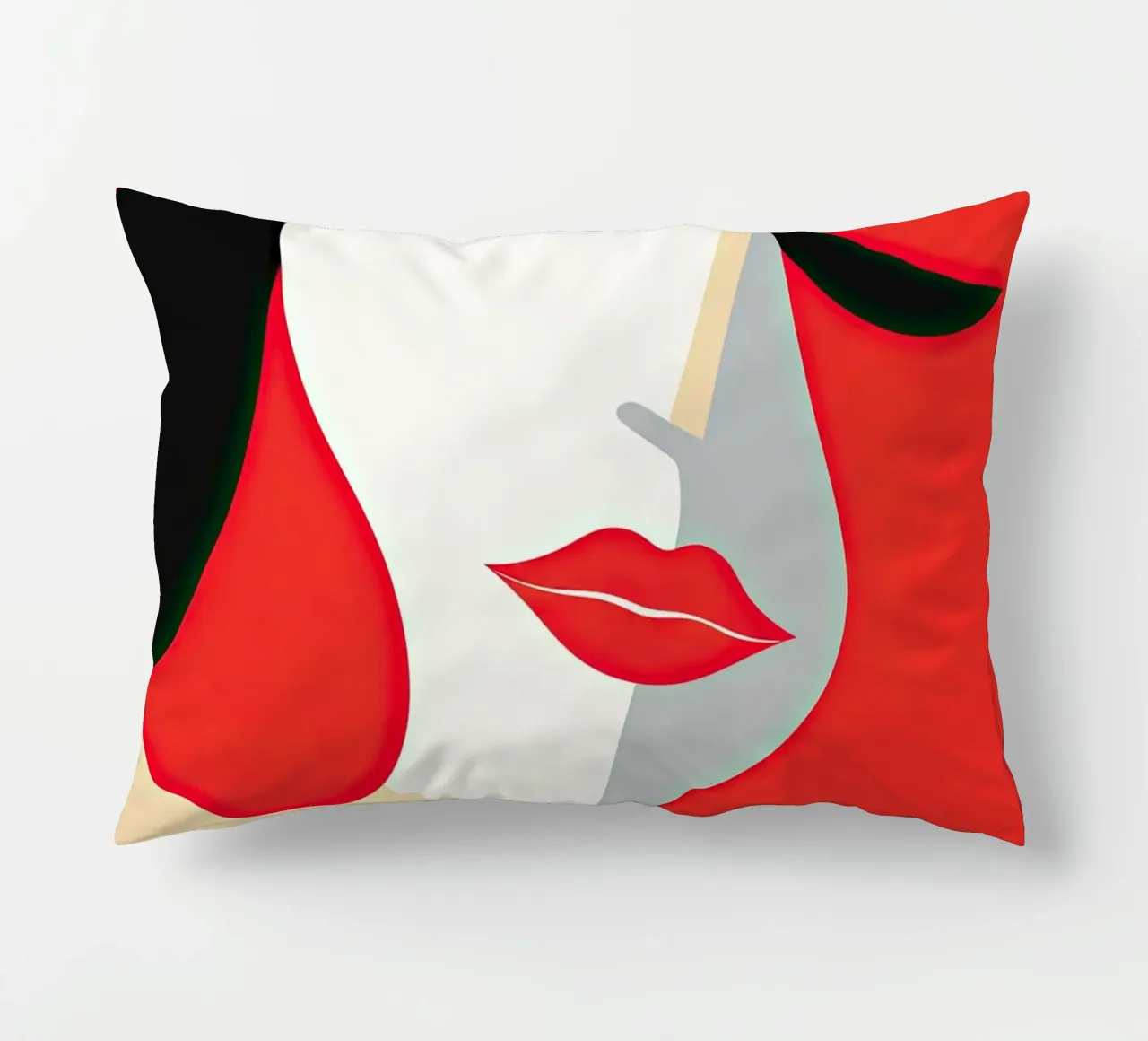 Abstract female face decorative cushion by Imagine