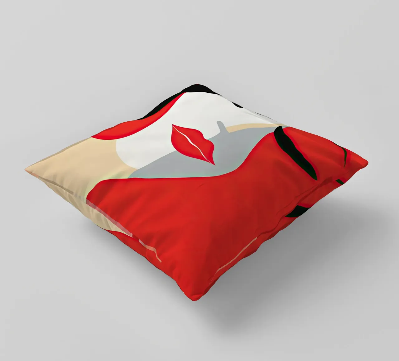 Abstract female face decorative cushion by Imagine