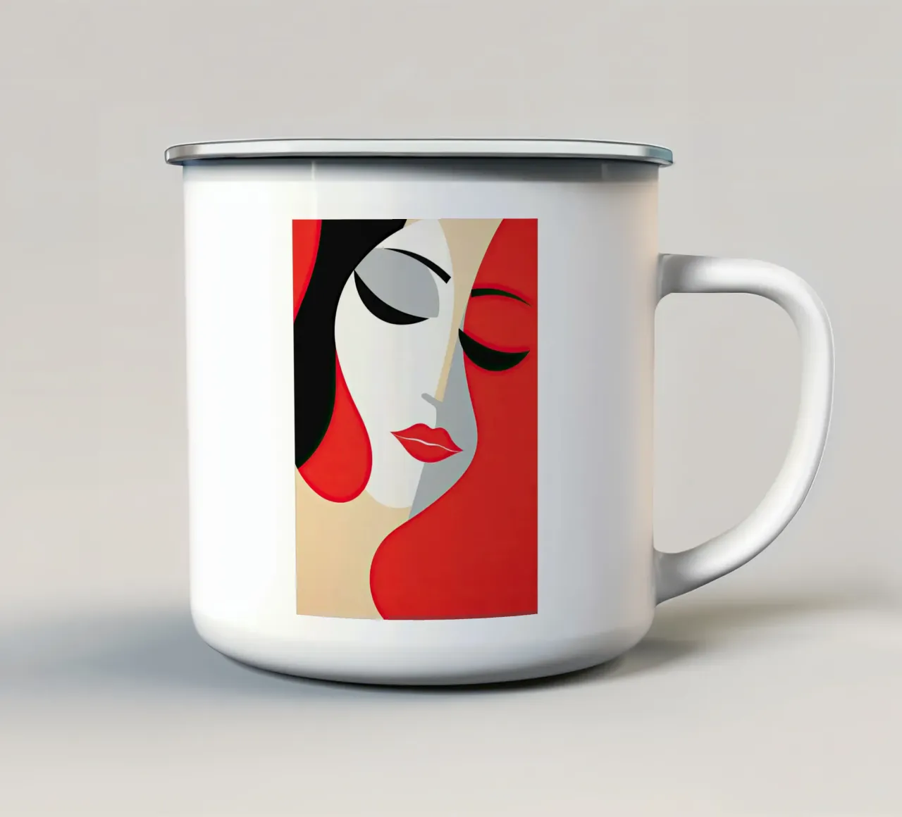 Volto femminile astratto tazza in smalto da Imagine
