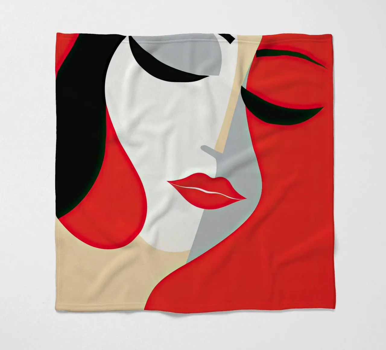 Abstract female face fleece blanket by Imagine