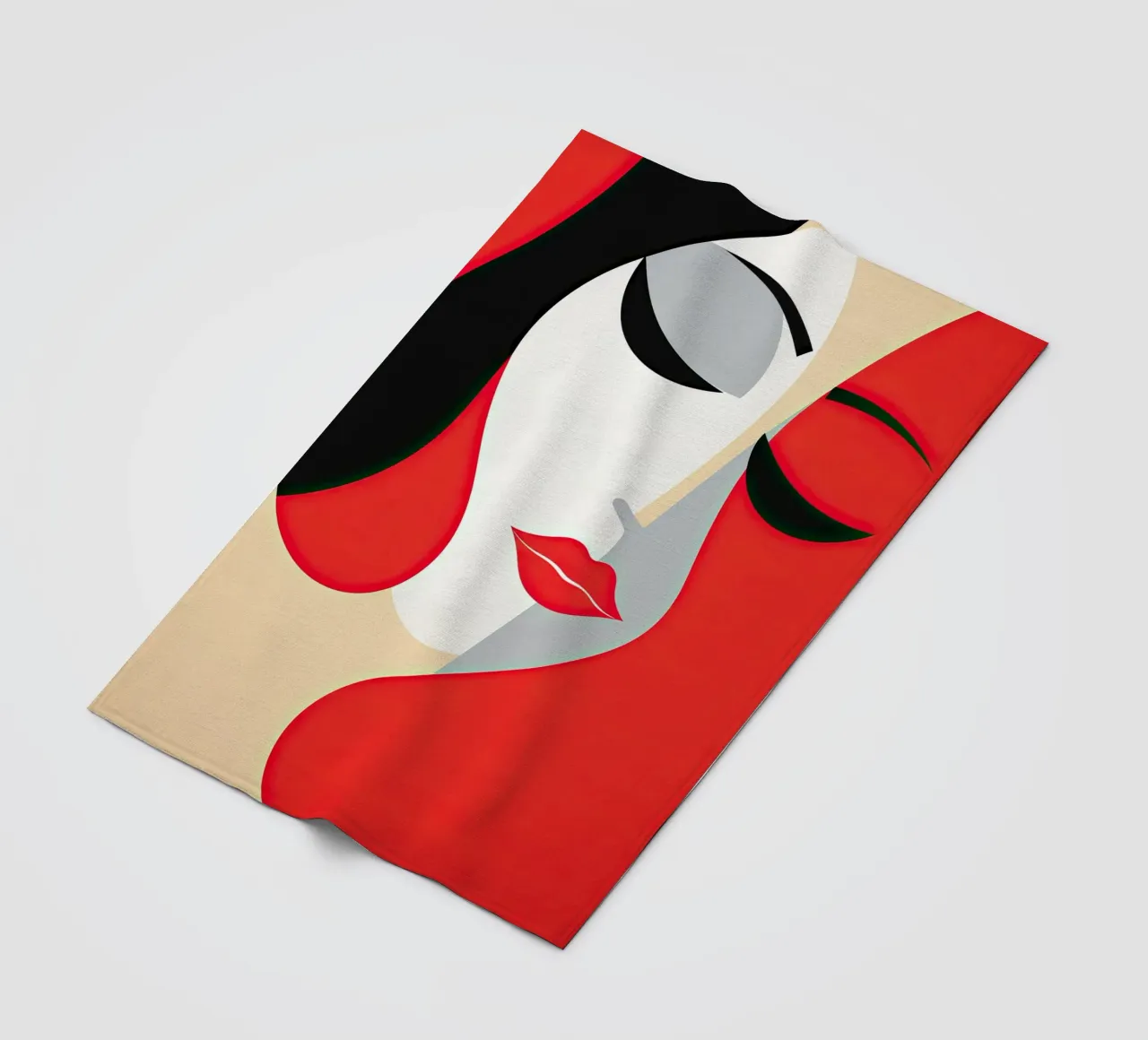 Abstract female face fleece blanket by Imagine