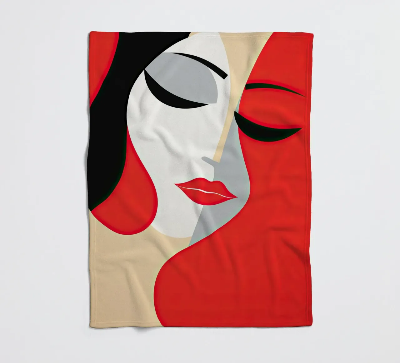 Abstract female face fleece blanket by Imagine
