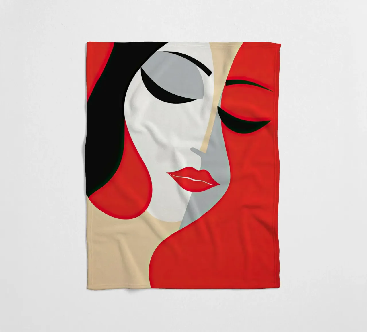 Abstract female face fleece blanket by Imagine