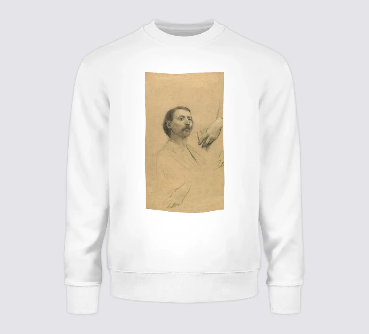 Hombre con bigote y estudios de manos" de Klimt - Figurative Dra sudadera de ClubArt