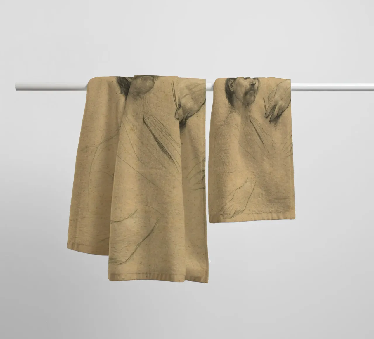 Klimt's "Man with Moustache & Hand Studies" - Figurative Dra towel by ClubArt