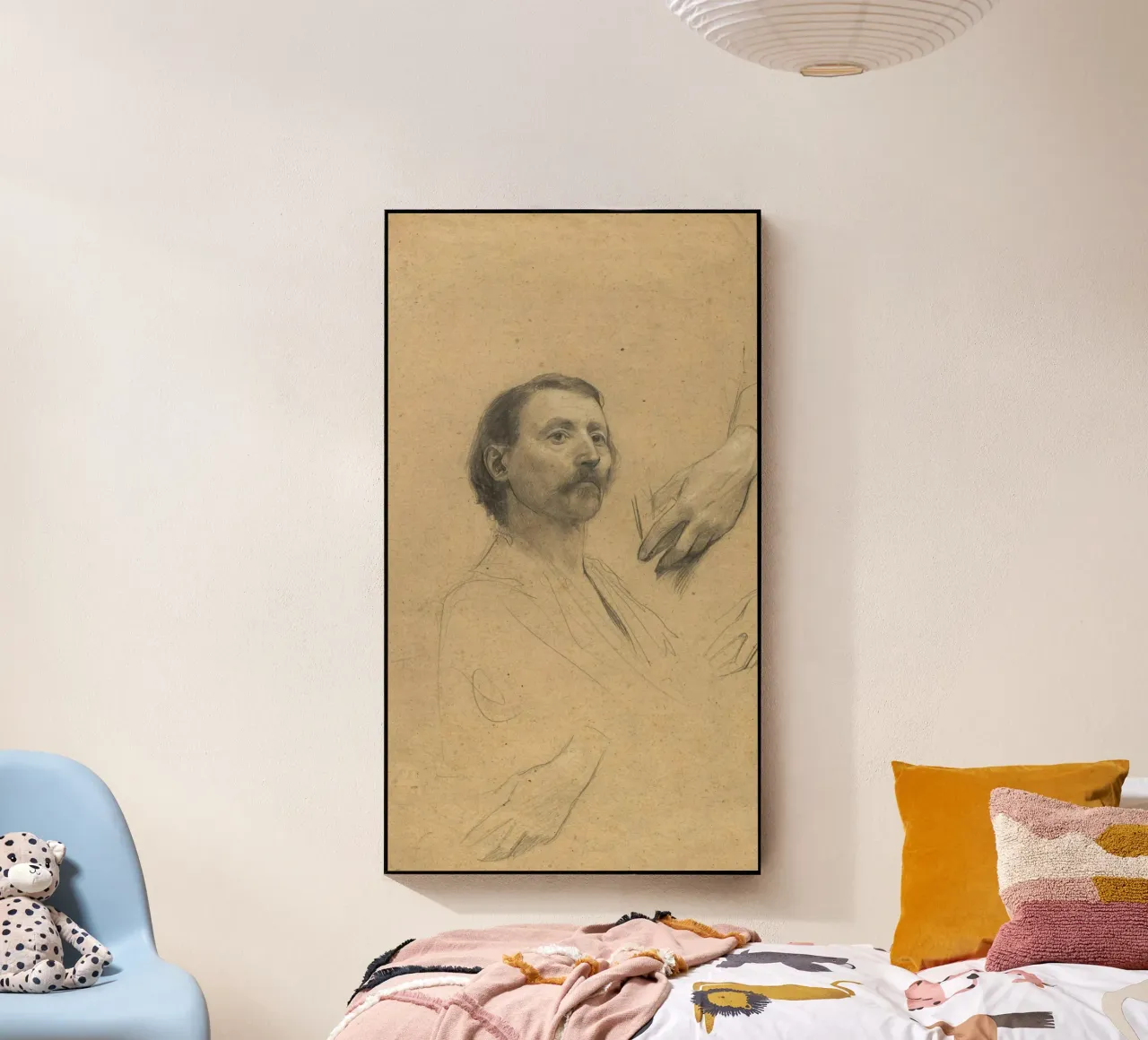 L'homme à la moustache et les études de mains" de Klimt - Dessin figuratif plexiglas de ClubArt