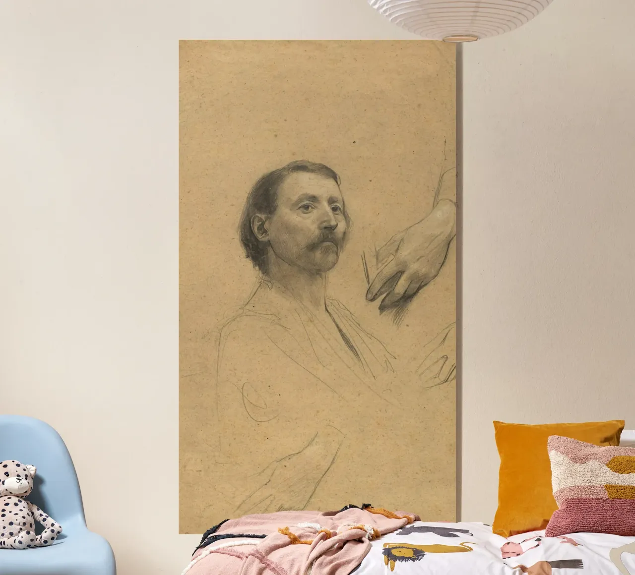 L'homme à la moustache et les études de mains" de Klimt - Dessin figuratif plexiglas de ClubArt