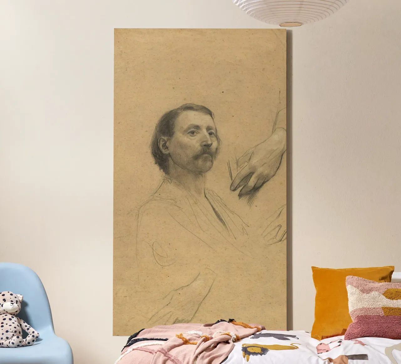 Klimt's "Man with Moustache & Hand Studies" - Figurative Dra canvas with Floater frame by ClubArt