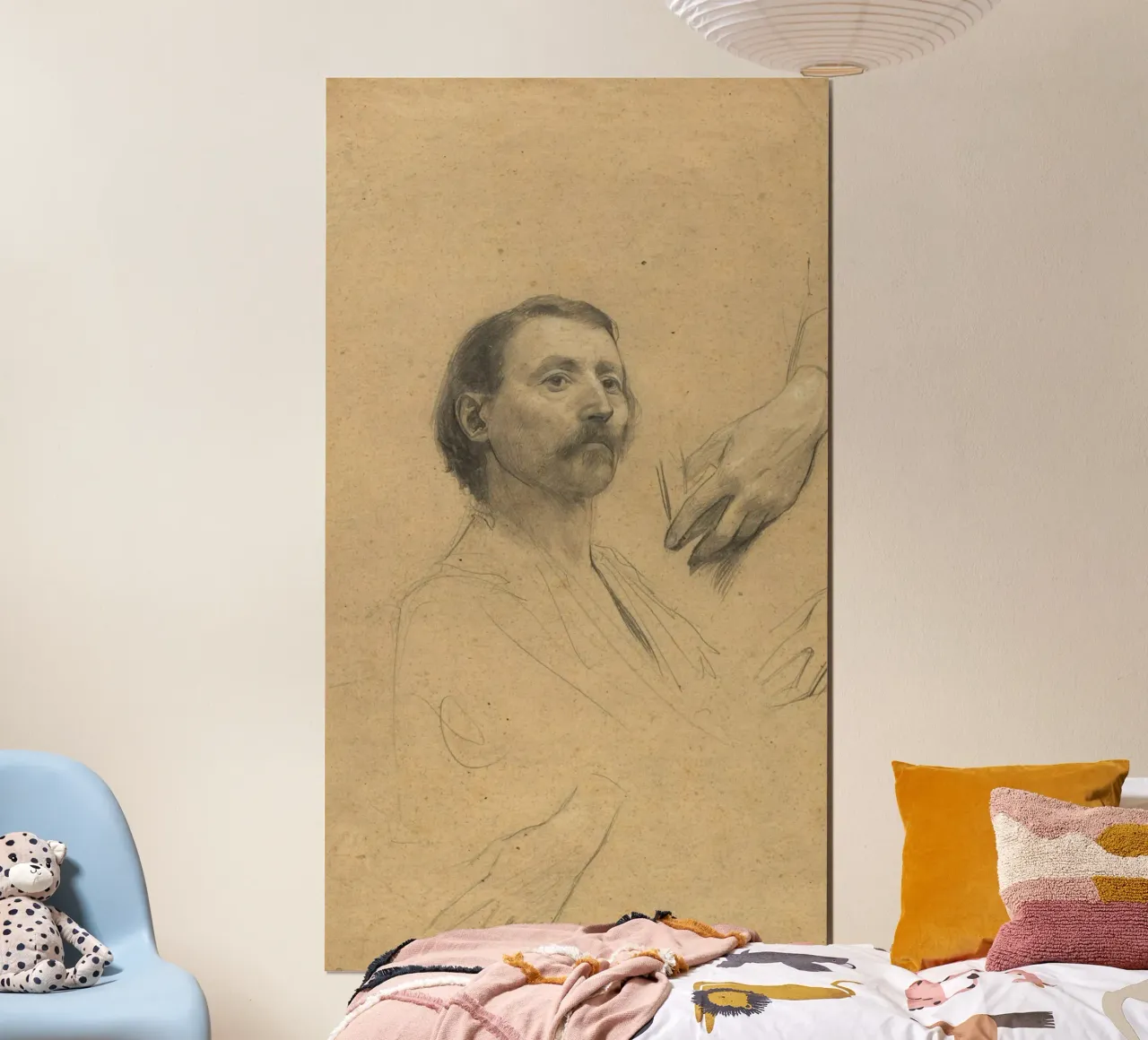 Hombre con bigote y estudios de manos" de Klimt - Figurative Dra hahnemühle de ClubArt