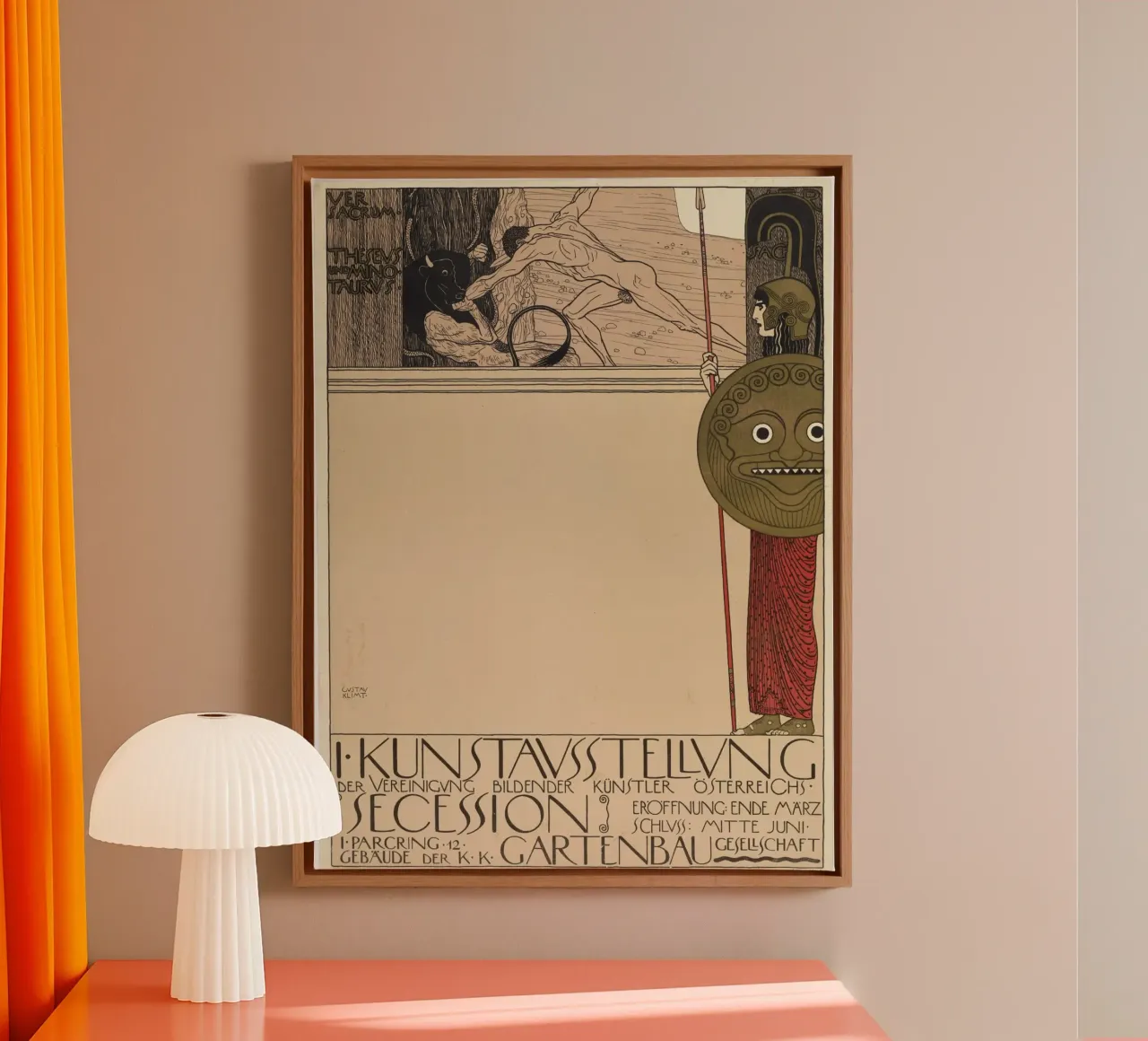 Klimts 1e Secessieposter (ongecensureerd) - Art Nouveau, Myt canvas met Baklijst van ClubArt