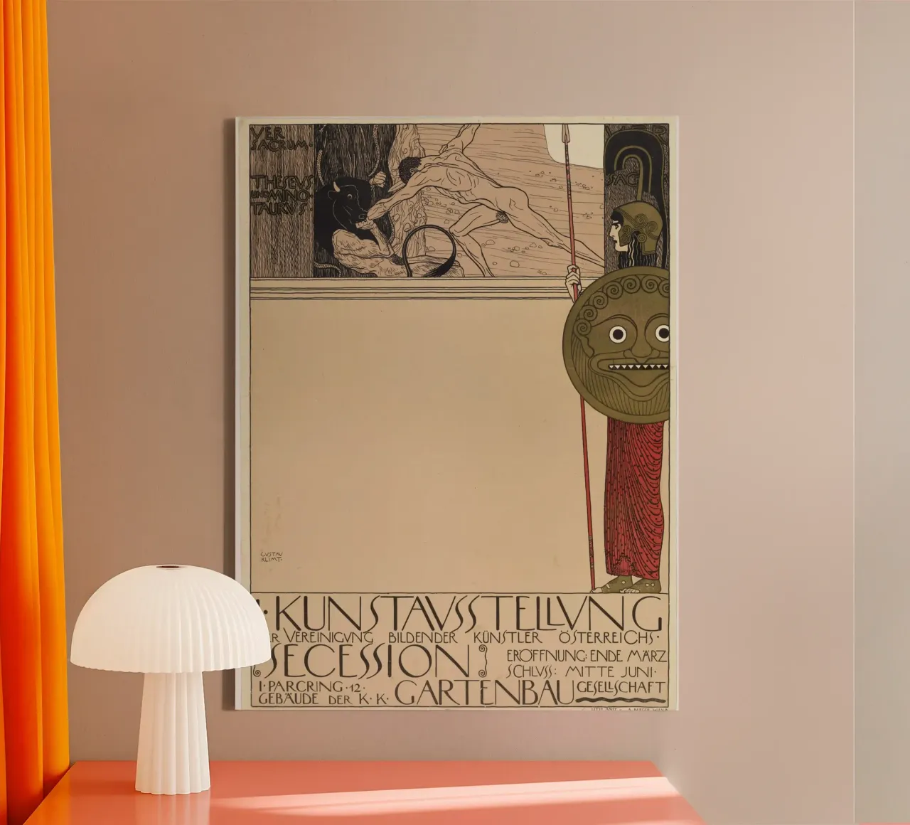 Klimts 1e Secessieposter (ongecensureerd) - Art Nouveau, Myt canvas met Baklijst van ClubArt