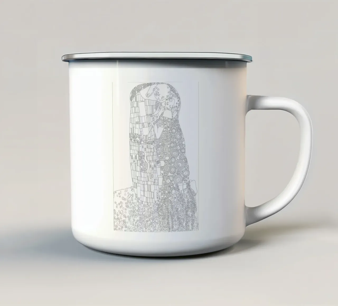 Il bacio di Klimt (schema) - Art Nouveau, Line Art, Modernità tazza in smalto da ClubArt