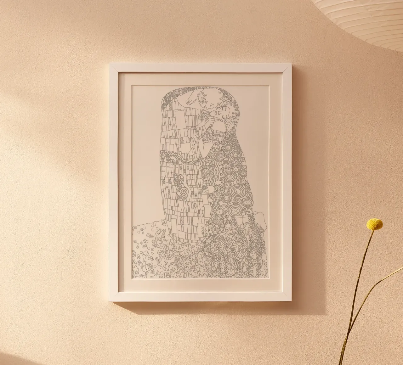 Il bacio di Klimt (schema) - Art Nouveau, Line Art, Modernità poster con telaio in alluminio da ClubArt