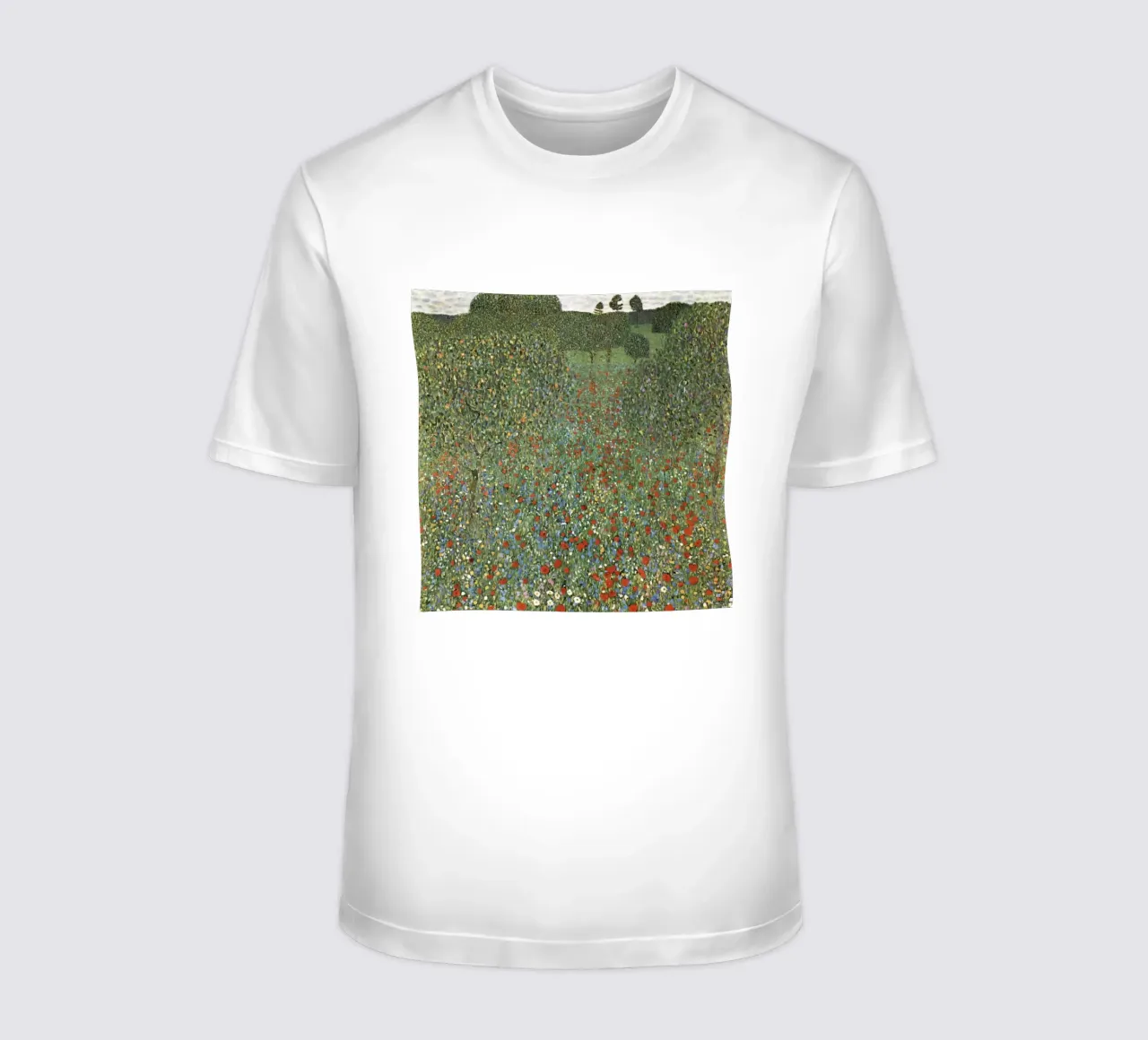 Klimt's "Poppy Field" - Pointillist, Floral, Vibrant Meadow t-shirt by ClubArt