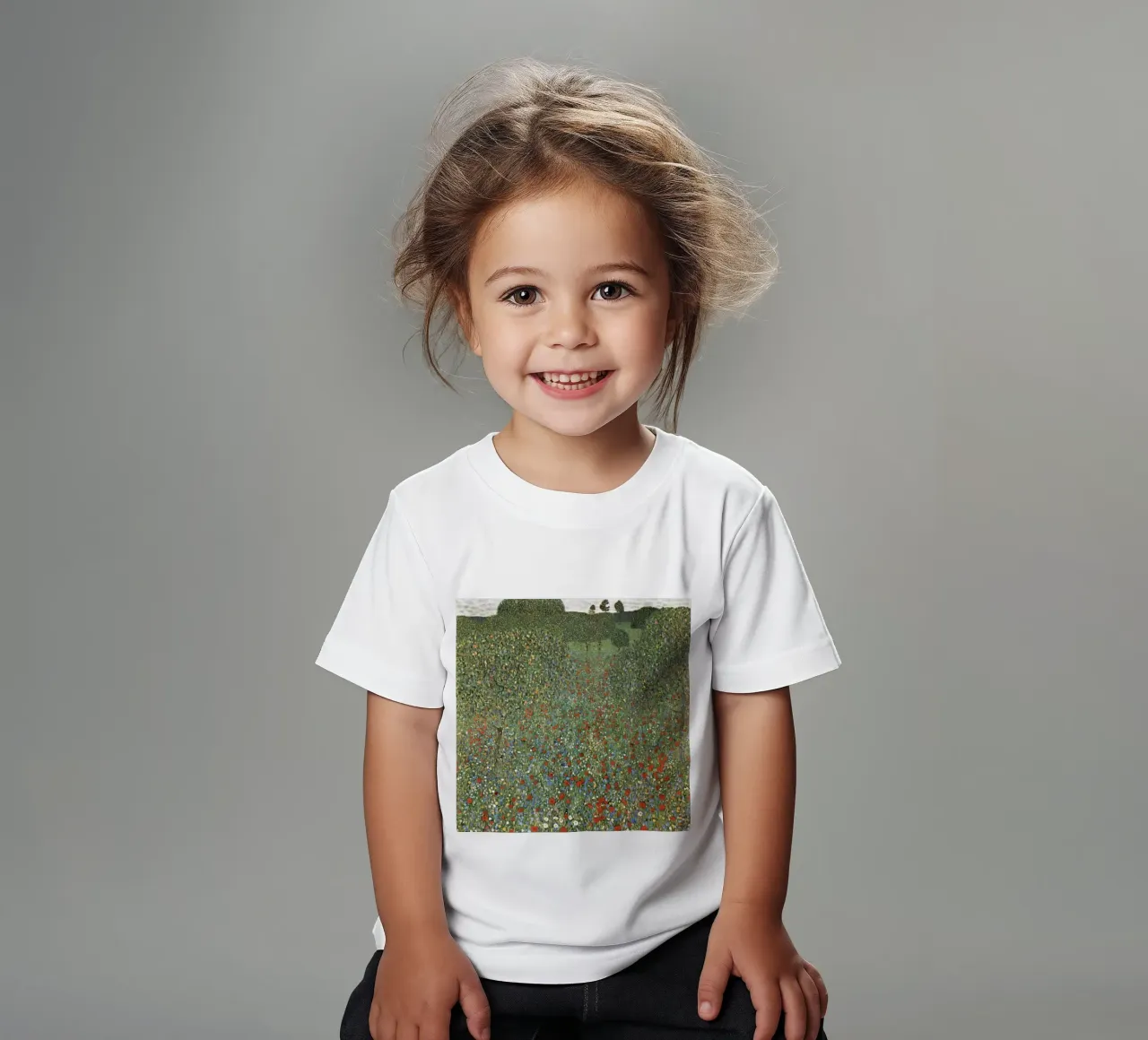 Klimt's "Poppy Field" - Pointillist, Floral, Vibrant Meadow kids t-shirt by ClubArt