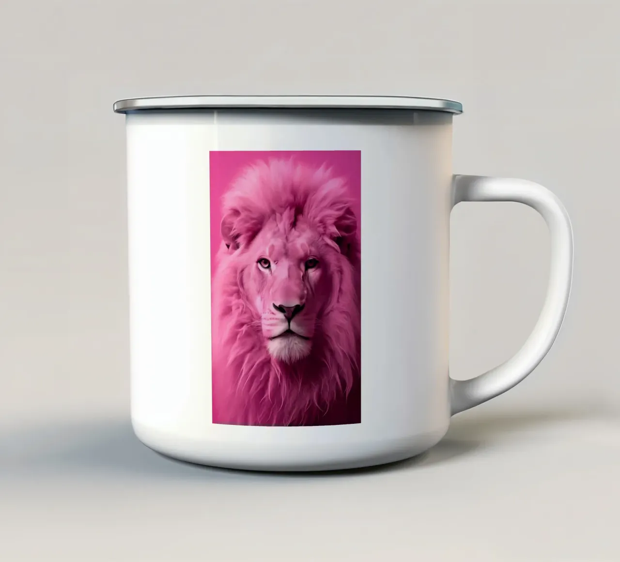 Leone rosa tazza in smalto da Imagine