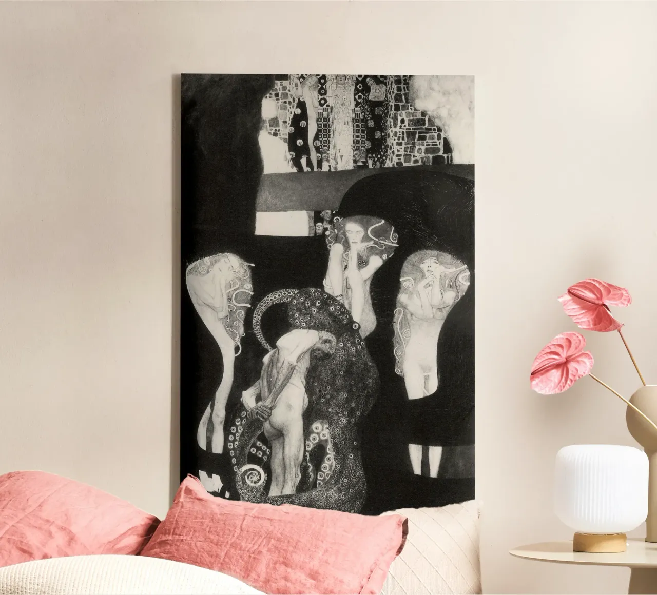 Klimts "Rechtspraak" - Symboliek, Allegorie, Duistere Academia canvas met Baklijst van ClubArt
