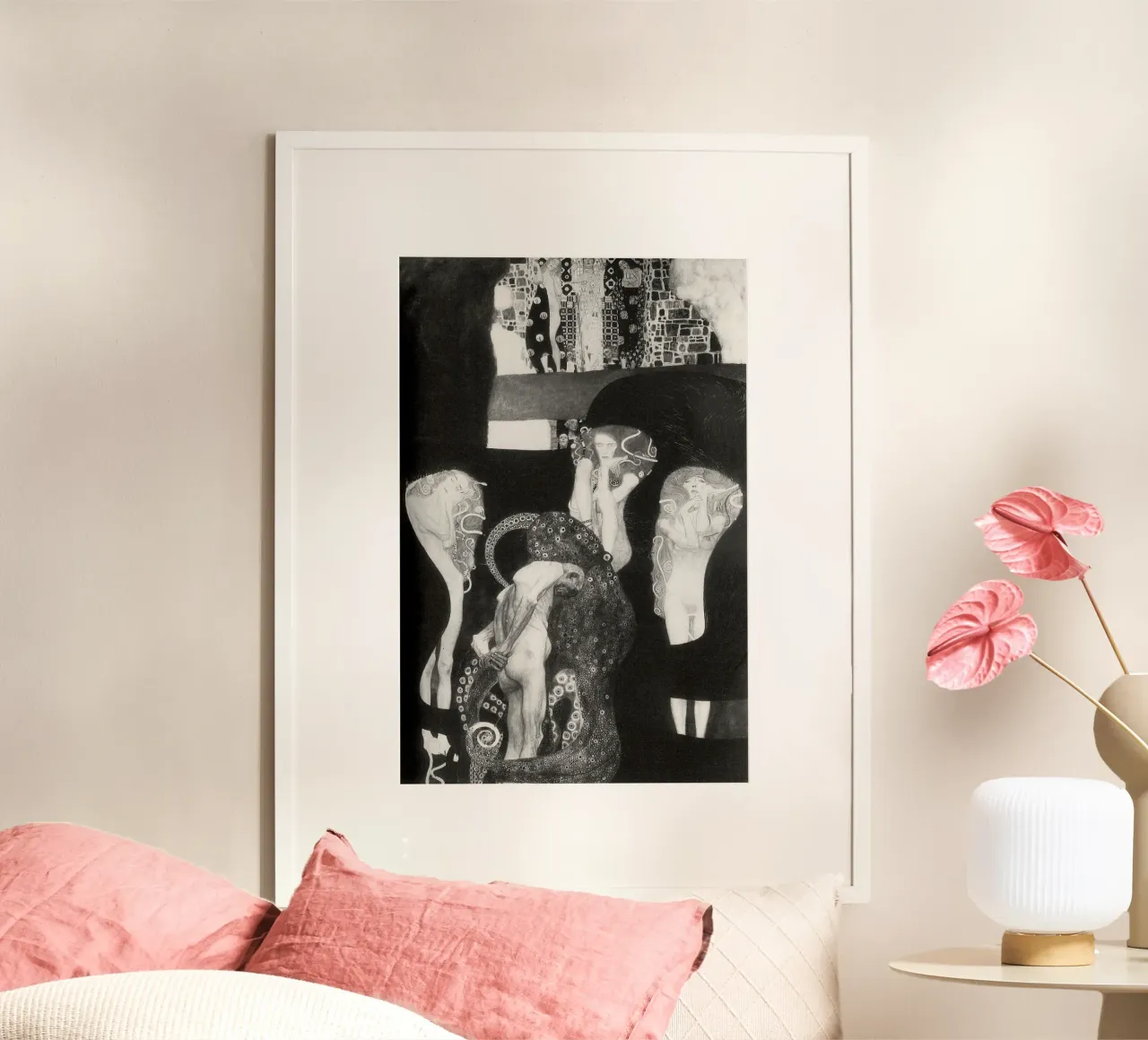La "Giurisprudenza" di Klimt - Simbolismo, allegoria, oscura accademia poster con telaio in plastica da ClubArt