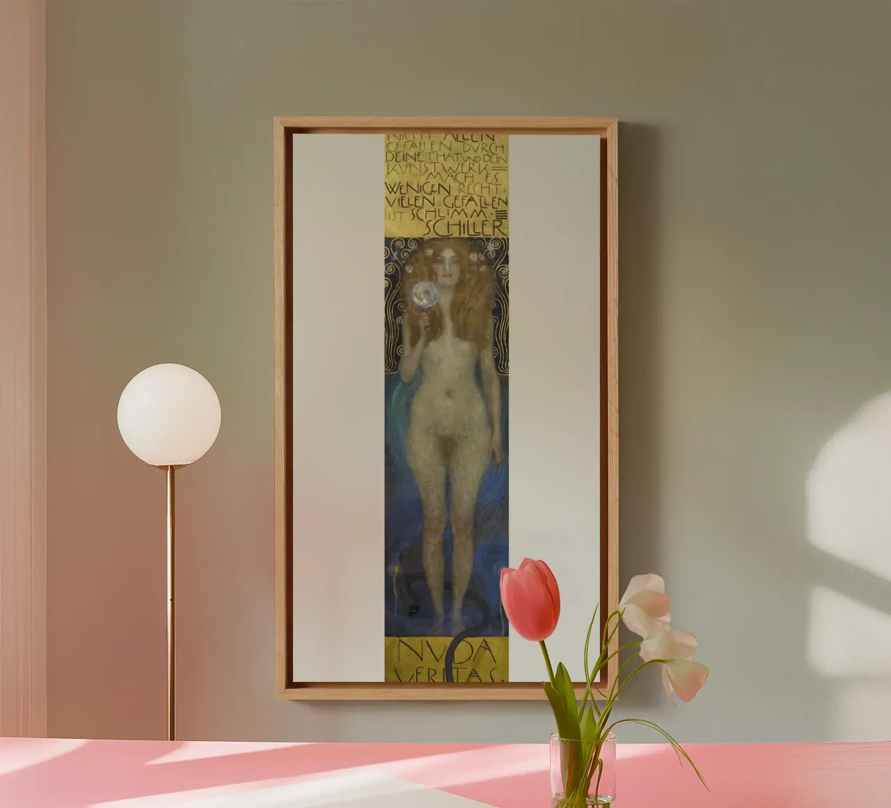 Klimt's "Nuda Veritas" - Symbolism, Truth Allegory, Art Nouv canvas with Floater frame by ClubArt