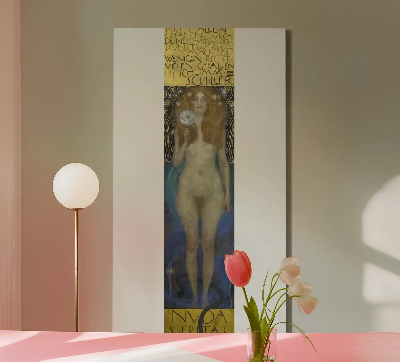 Klimt's "Nuda Veritas" - Symbolism, Truth Allegory, Art Nouv canvas with Floater frame by ClubArt