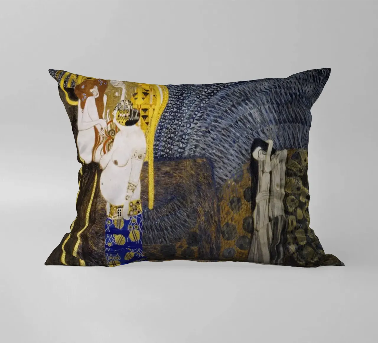 Klimt's "Hostile Powers" - Beethoven Frieze, Symbolism, Myth decorative cushion by ClubArt