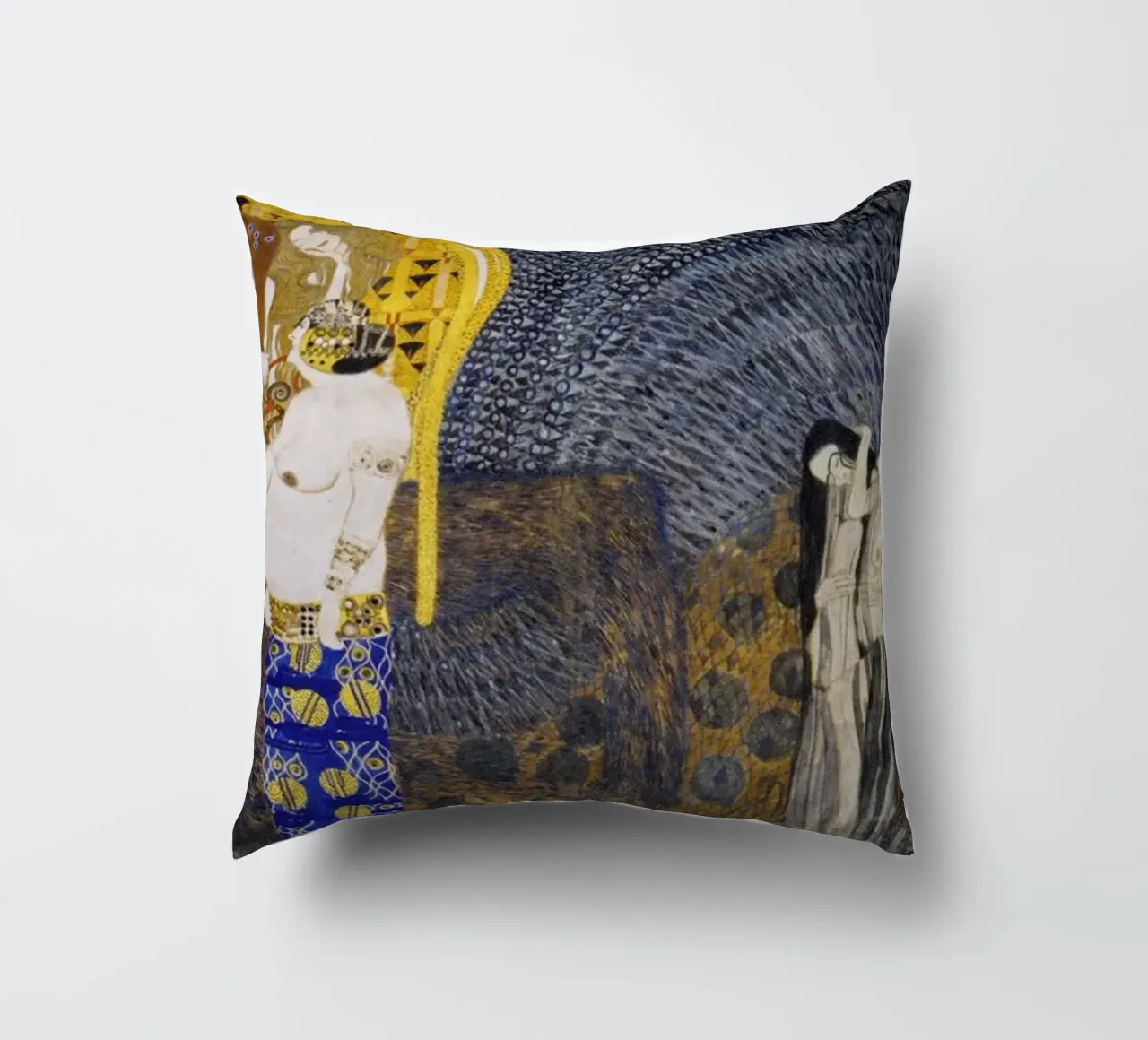 Klimt's "Hostile Powers" - Beethoven Frieze, Symbolism, Myth decorative cushion by ClubArt