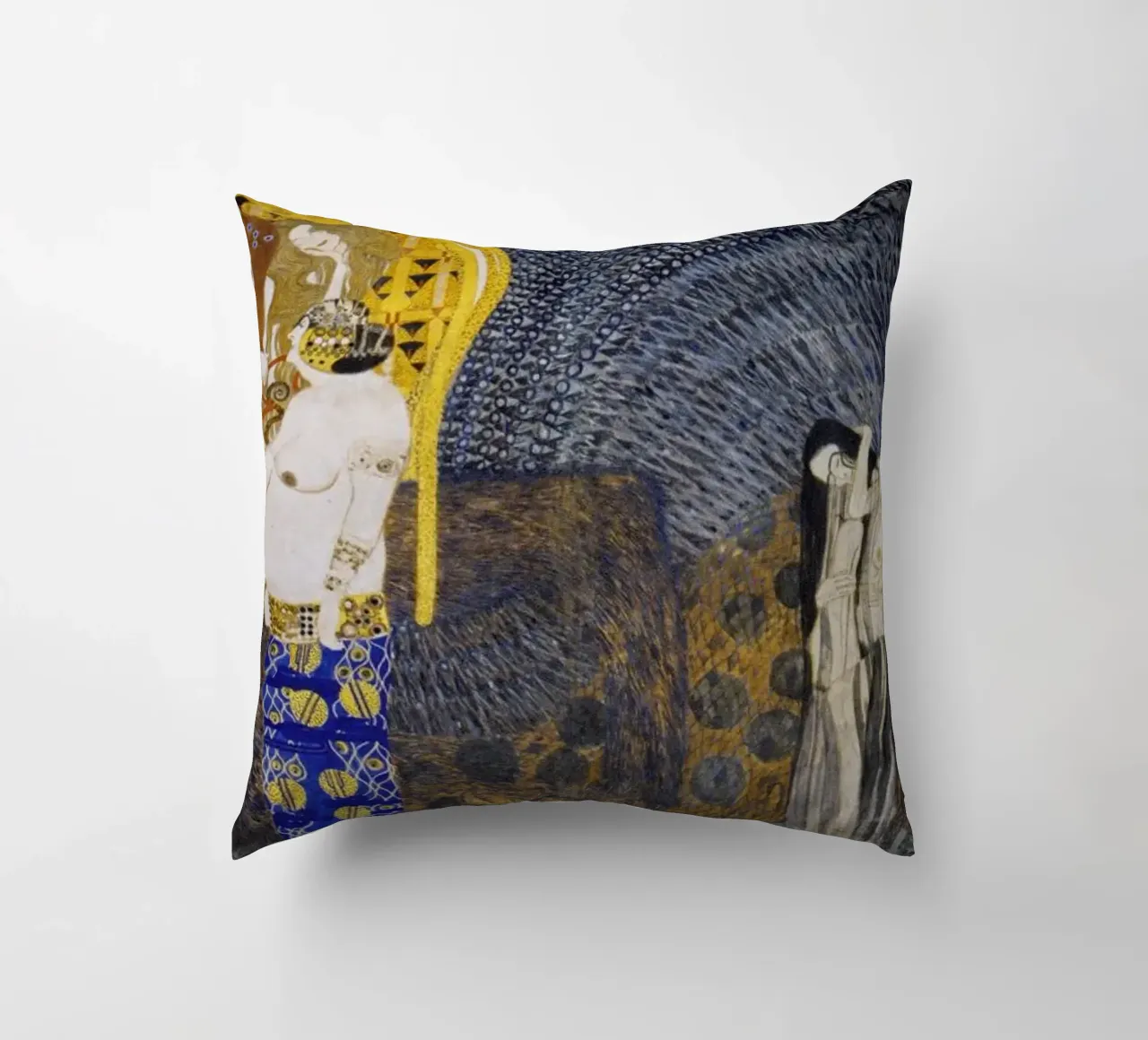 Klimt's "Hostile Powers" - Beethoven Frieze, Symbolism, Myth decorative cushion by ClubArt