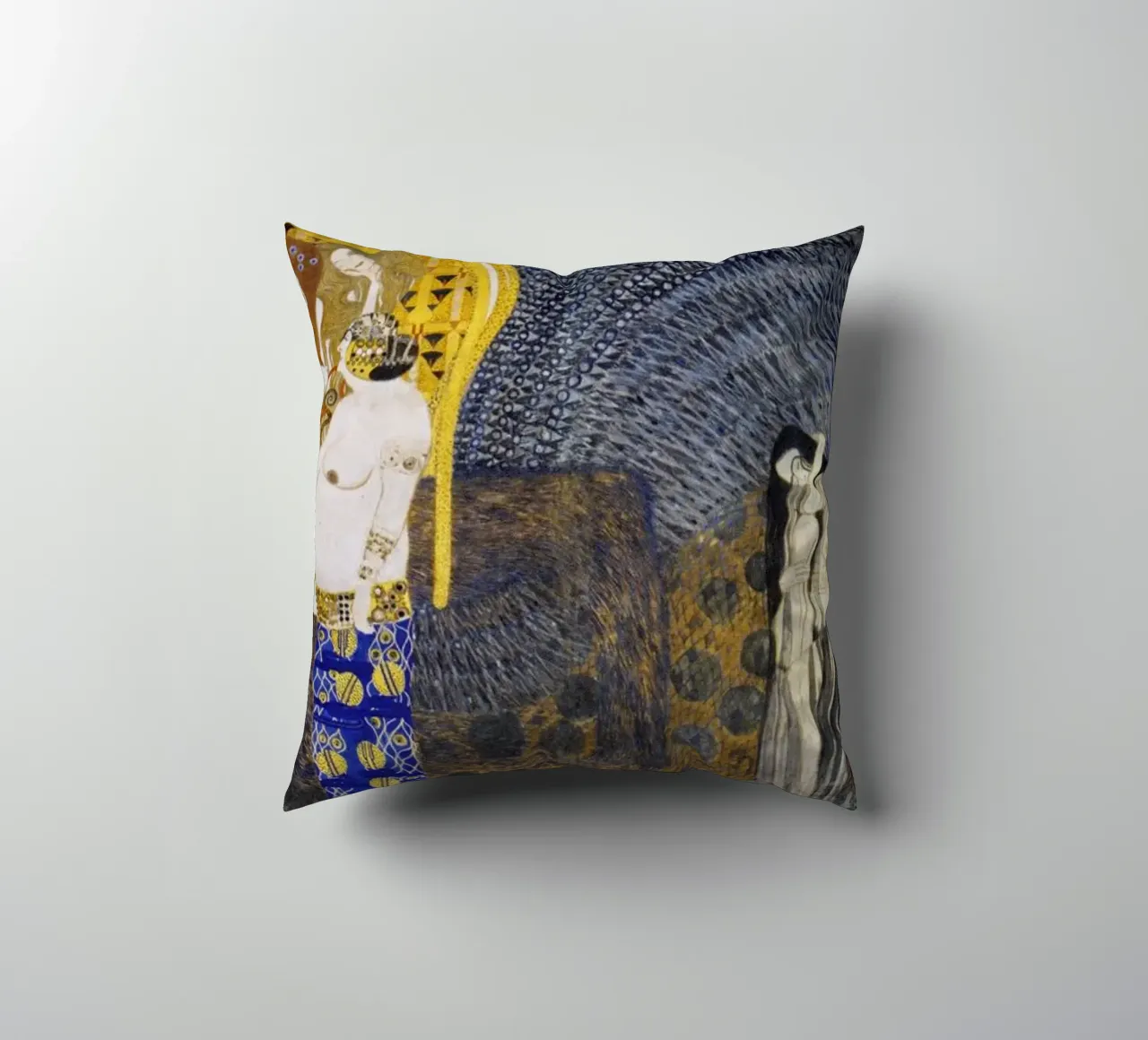 Klimt's "Hostile Powers" - Beethoven Frieze, Symbolism, Myth decorative cushion by ClubArt