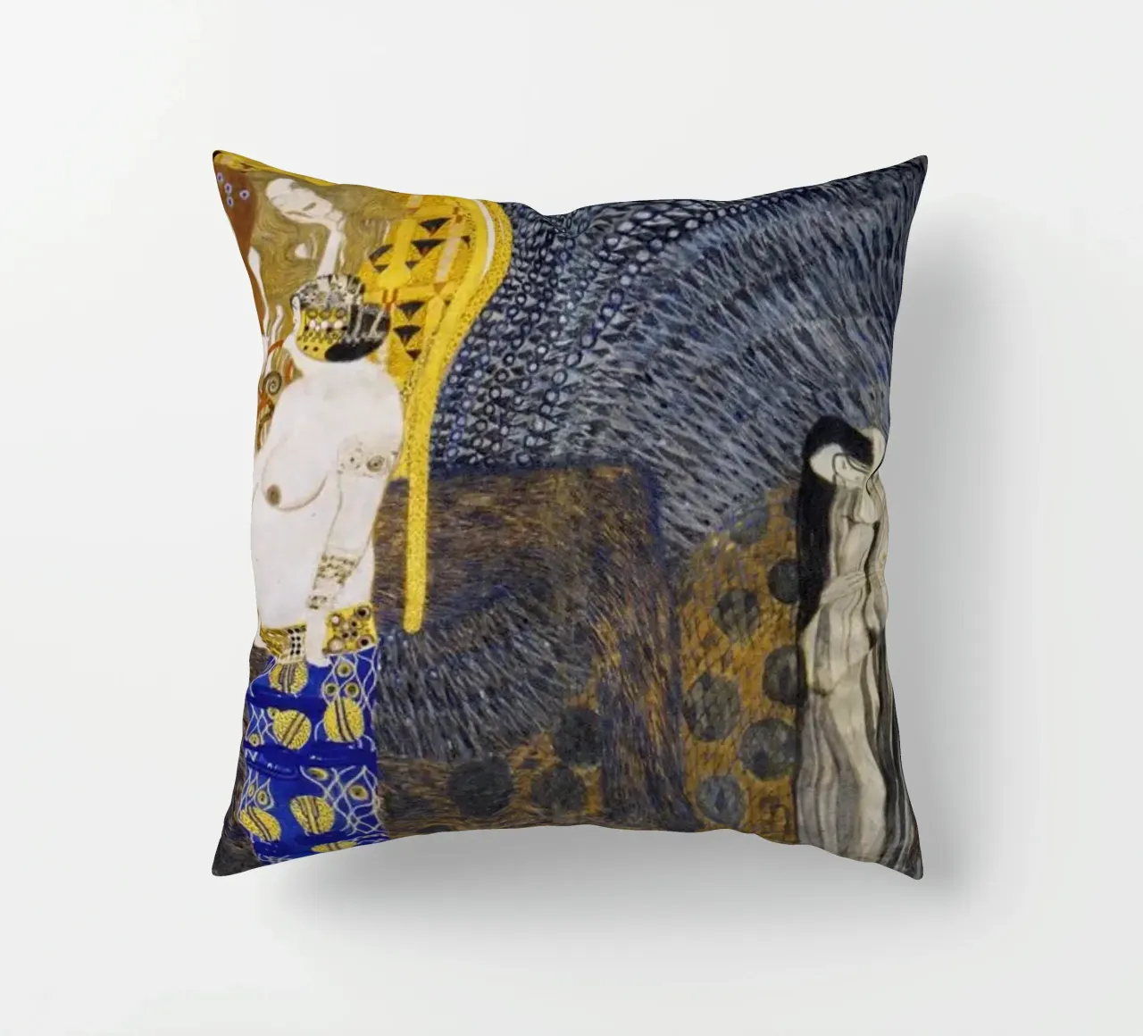 Klimt's "Hostile Powers" - Beethoven Frieze, Symbolism, Myth decorative cushion by ClubArt