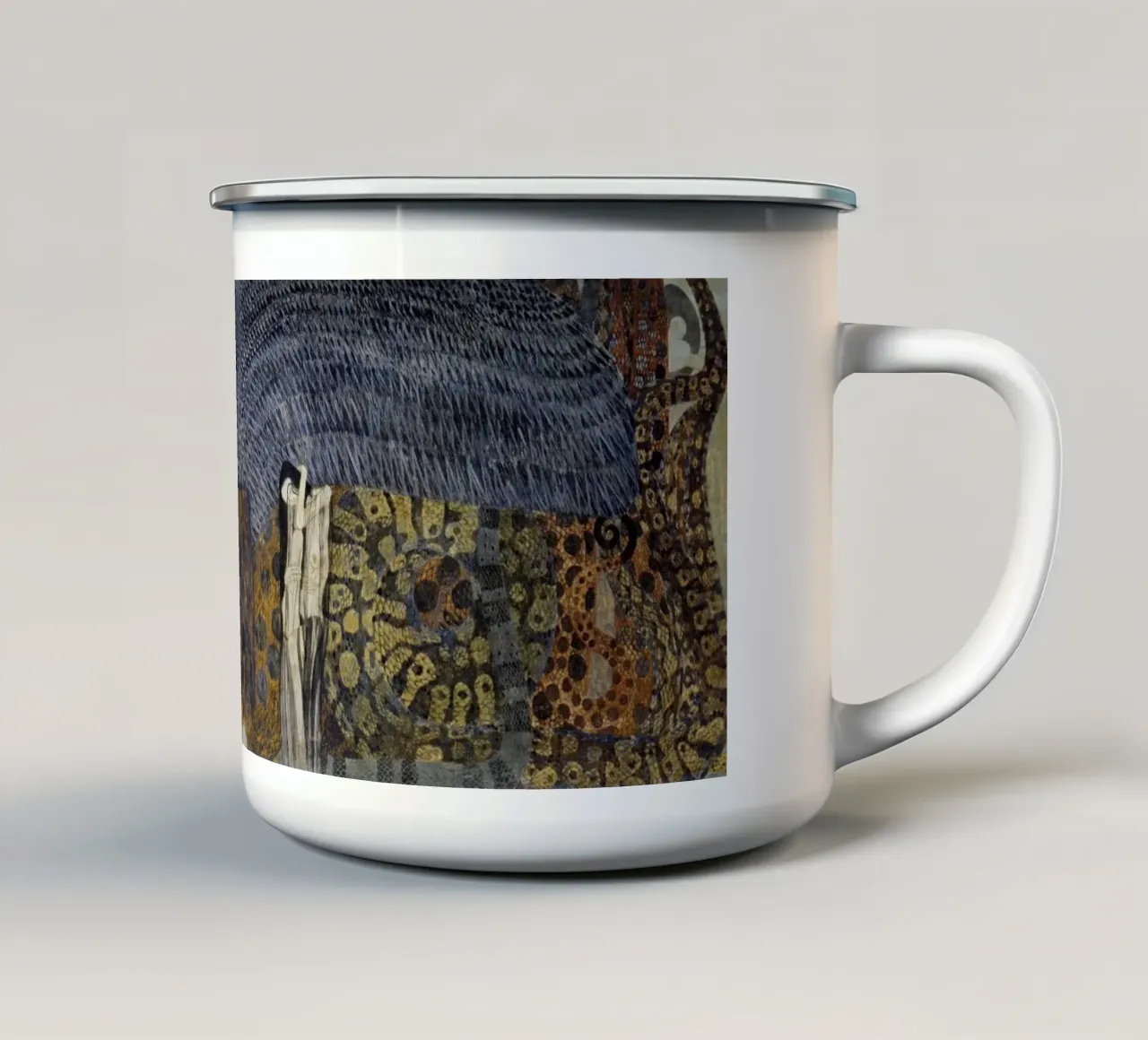 Klimt's "Hostile Powers" - Beethoven Frieze, Symbolism, Myth enamel mug by ClubArt