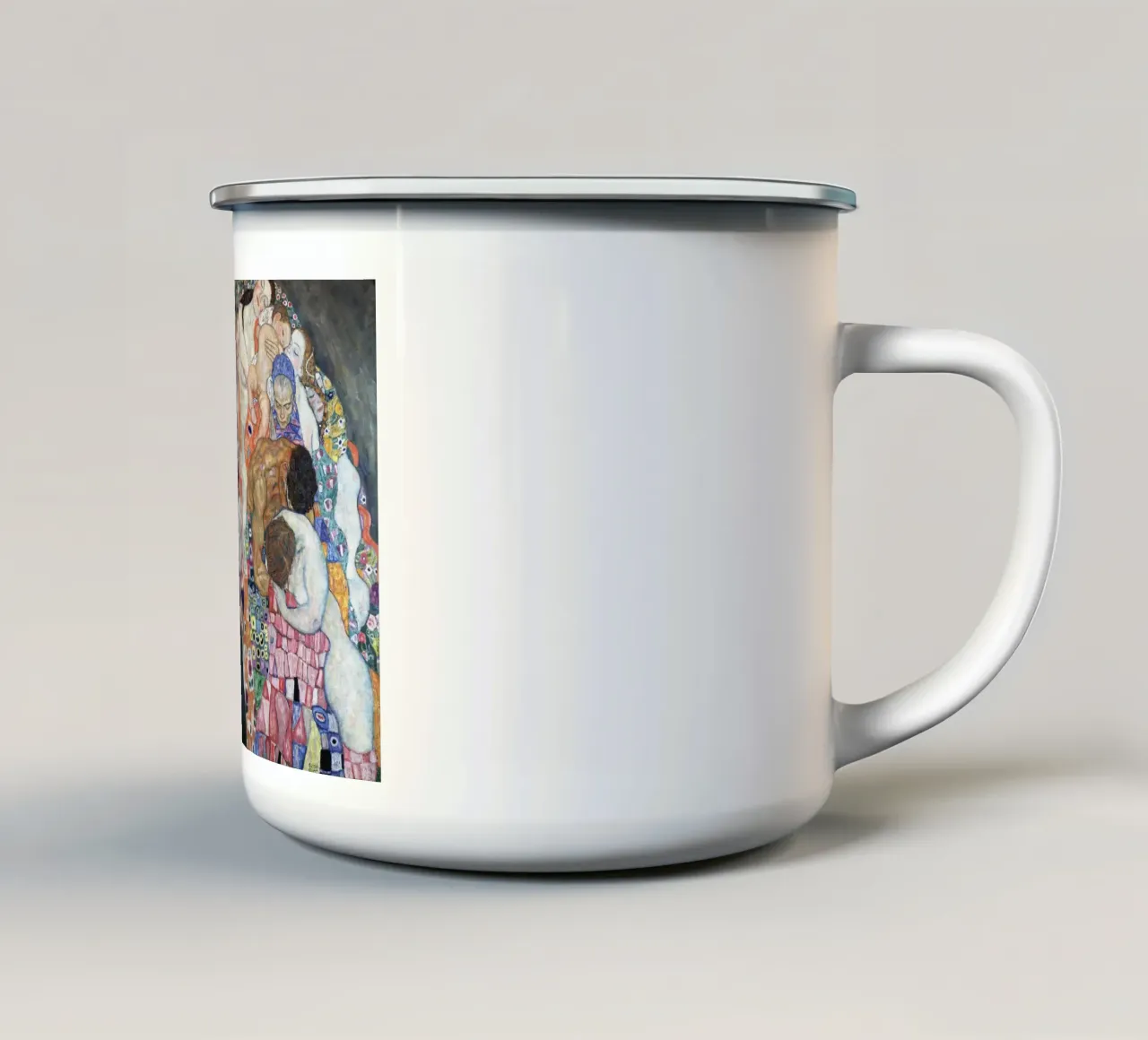 La "Morte e la Vita" di Klimt - Simbolismo, esistenziale, struggente tazza in smalto da ClubArt