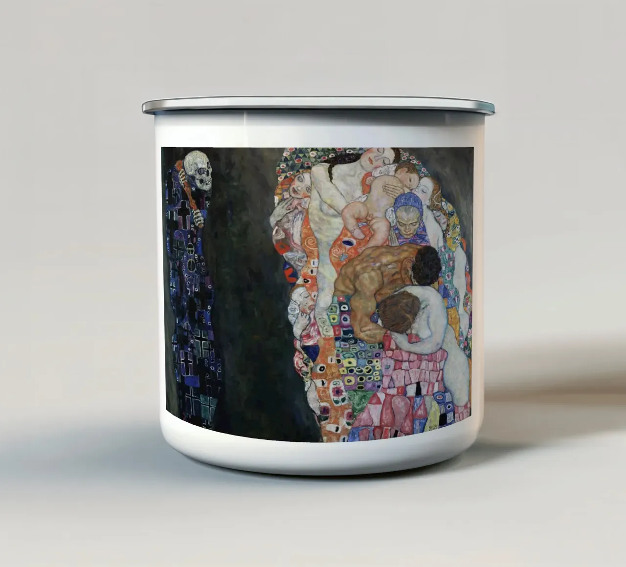 La "Morte e la Vita" di Klimt - Simbolismo, esistenziale, struggente tazza in smalto da ClubArt