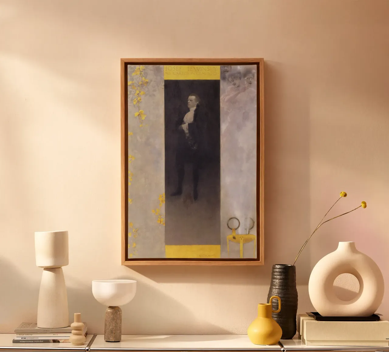Klimt's "Josef Lewinsky as Carlos" - Portraiture, Symbolism, canvas with Floater frame by ClubArt