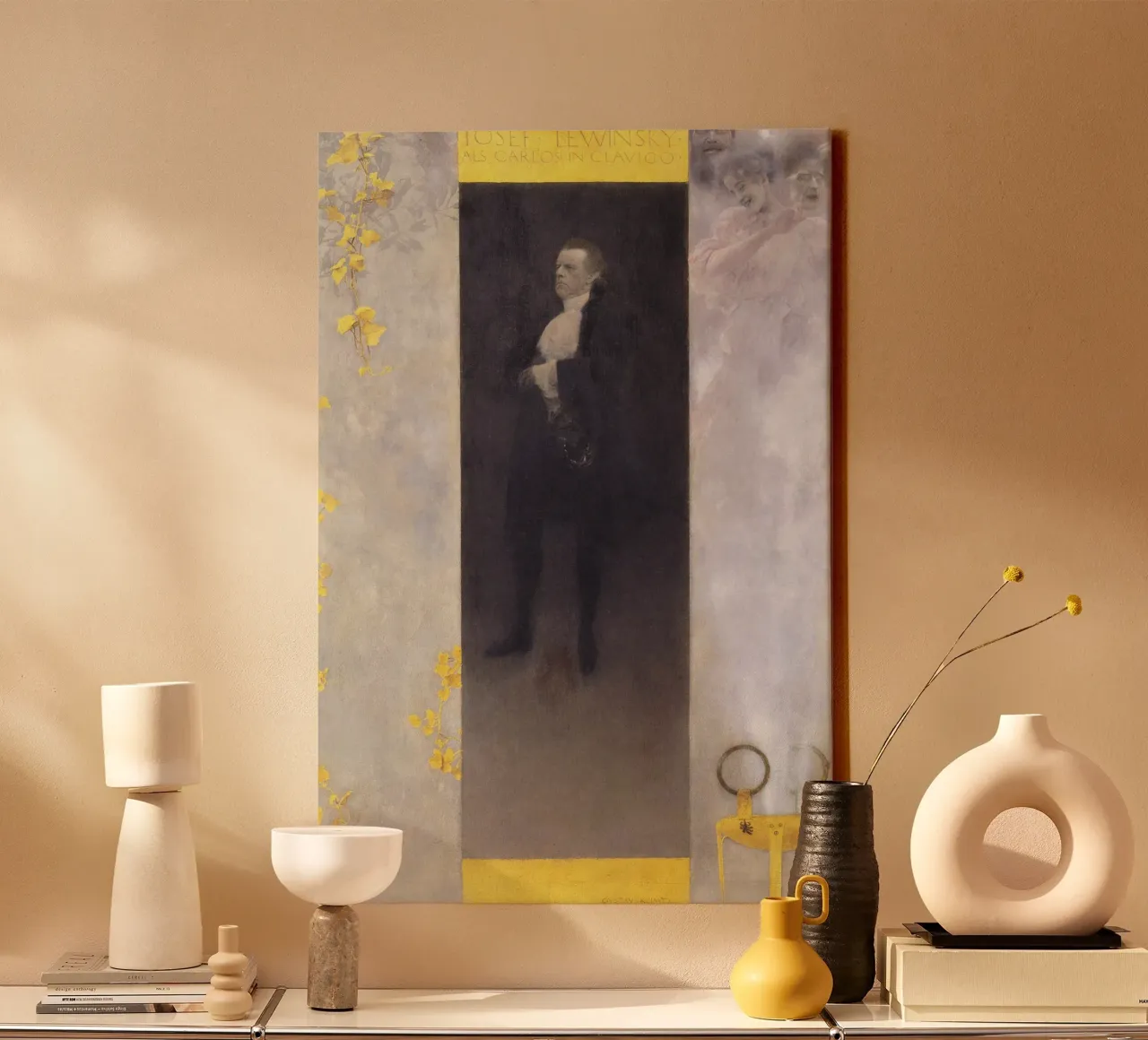 Klimt's "Josef Lewinsky as Carlos" - Portraiture, Symbolism, canvas with Floater frame by ClubArt