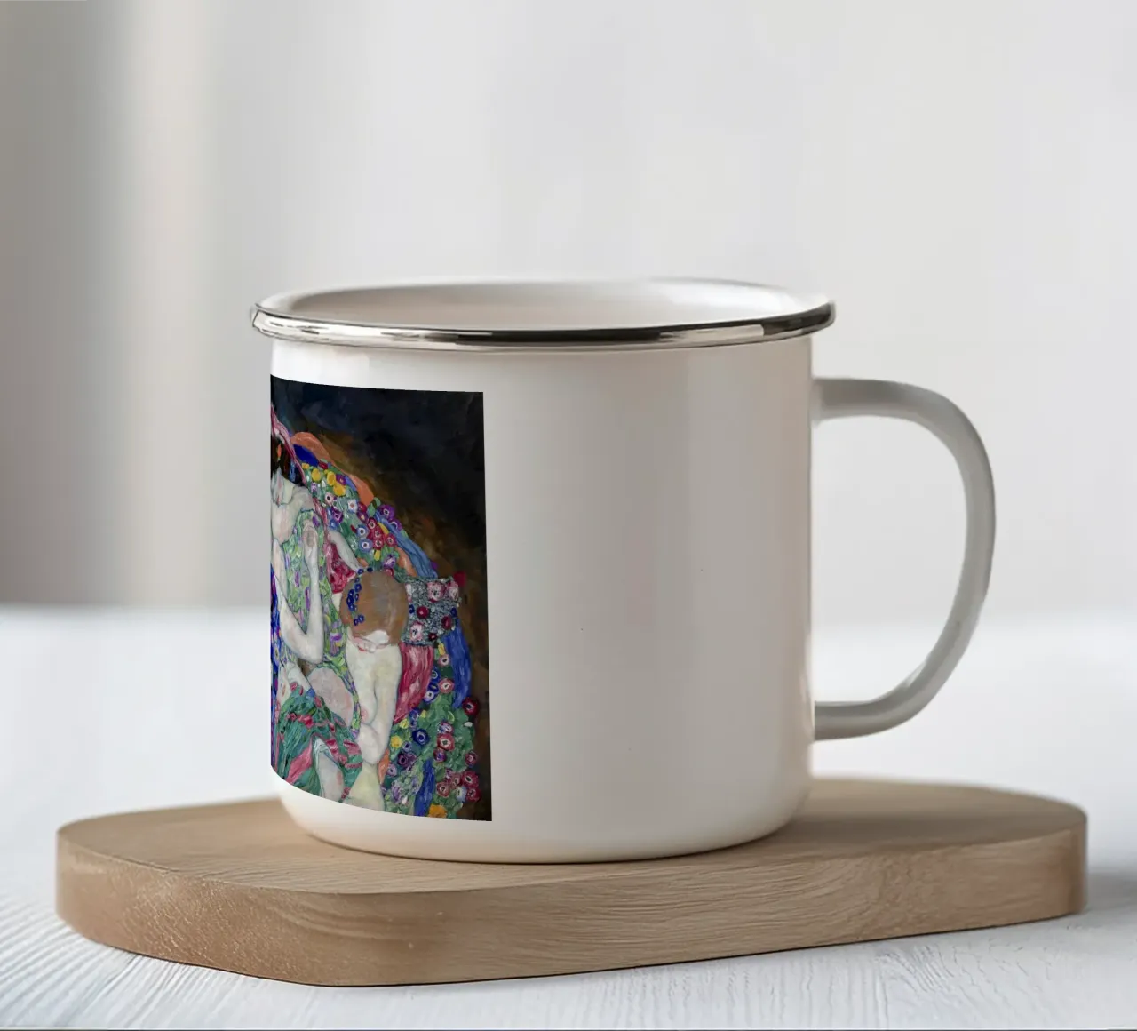 La fanciulla di Klimt - Simbolismo, espressionismo, vibrazione femminile tazza in smalto da ClubArt