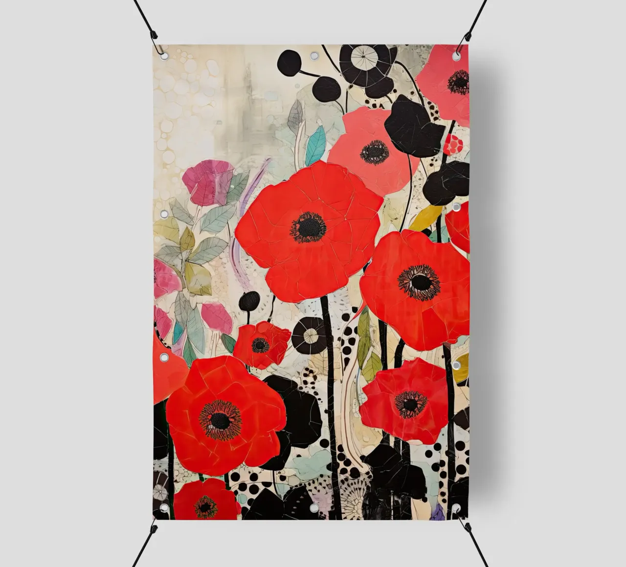 Fiori rossi telo in pvc da Imagine